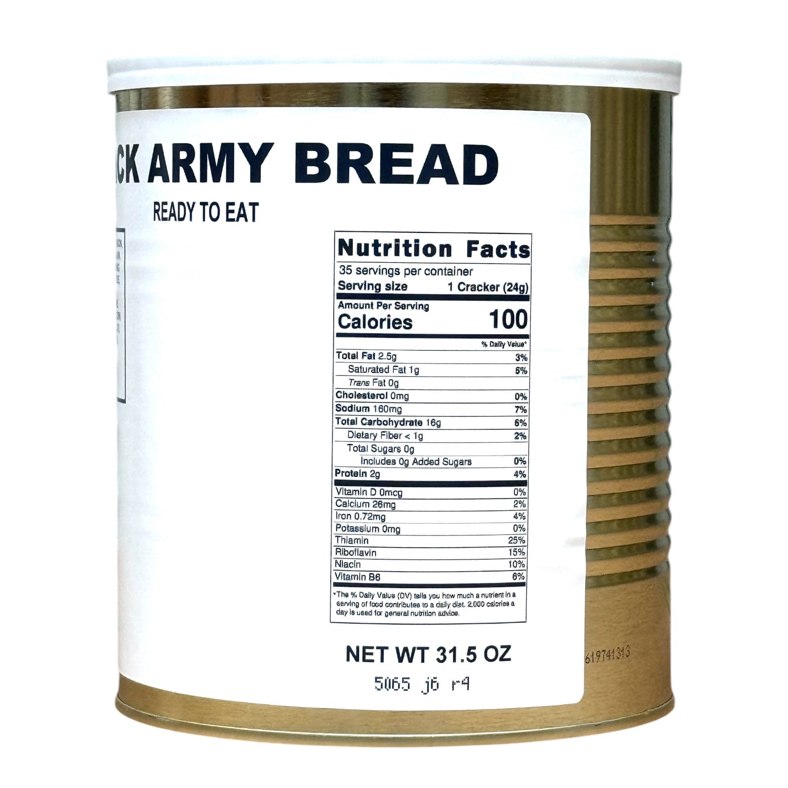 Military Surplus Hardtack Army Bread, Ready to Eat (#10 Can)