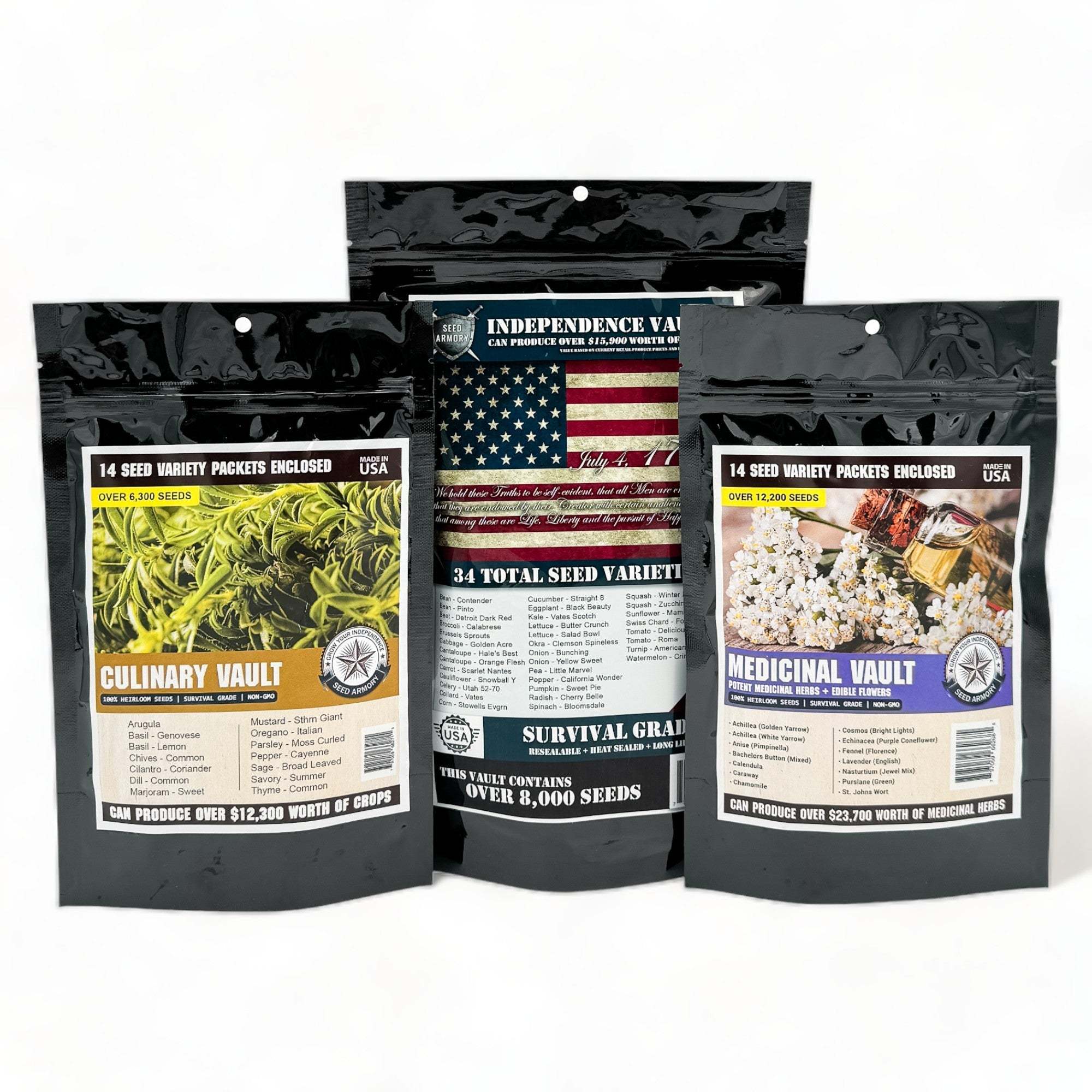 Independence Super Kit Seed Vault with 62 heirloom non-GMO seed varieties and seed saving guide