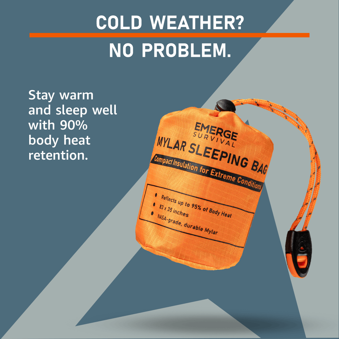 Emerge Survival Emergency Sleeping Bag Emergency Sleeping Bag - Lightweight & Waterproof Survival Essential