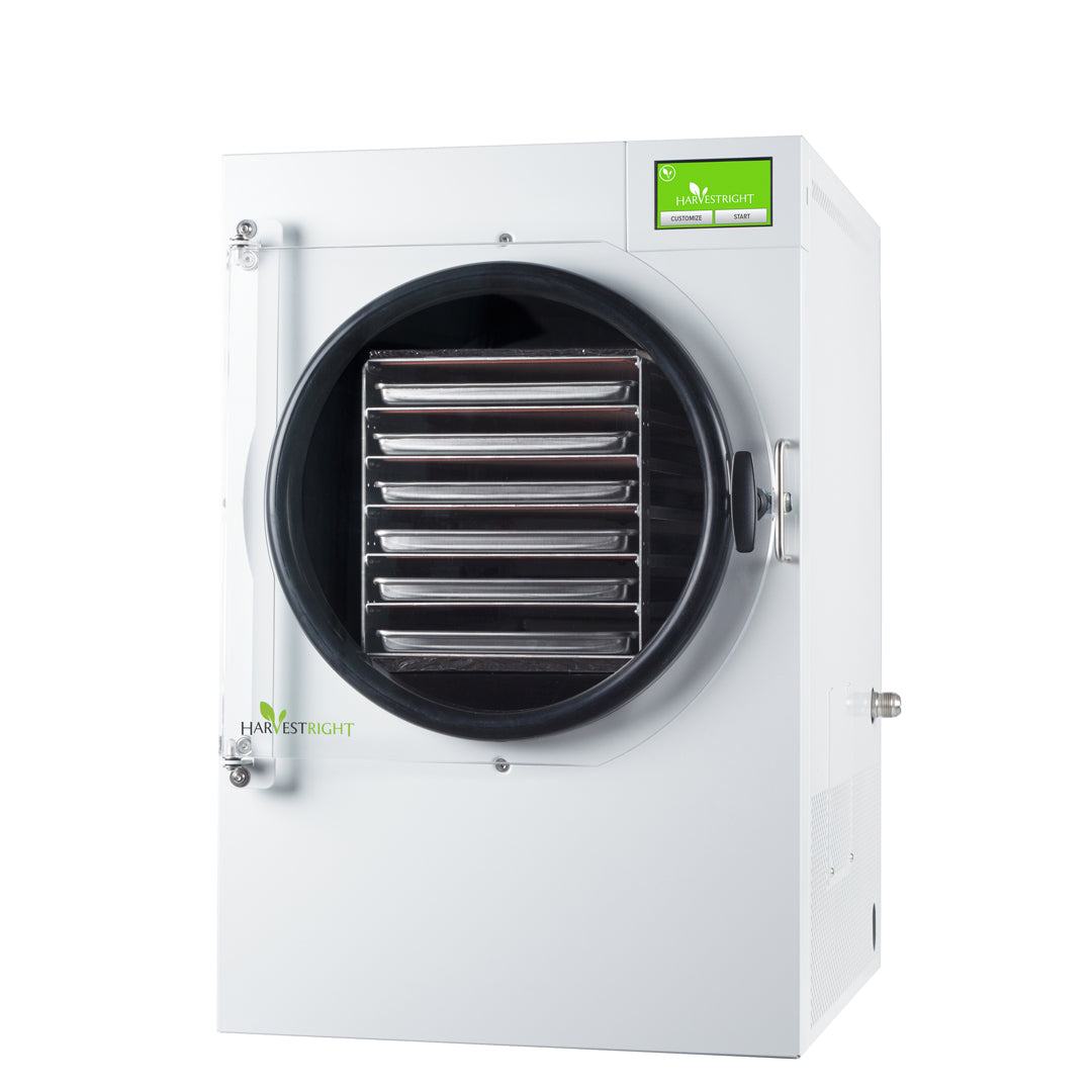 Harvest Right Large Home Freeze Dryer in satin white for long-term food storage and emergency preparedness