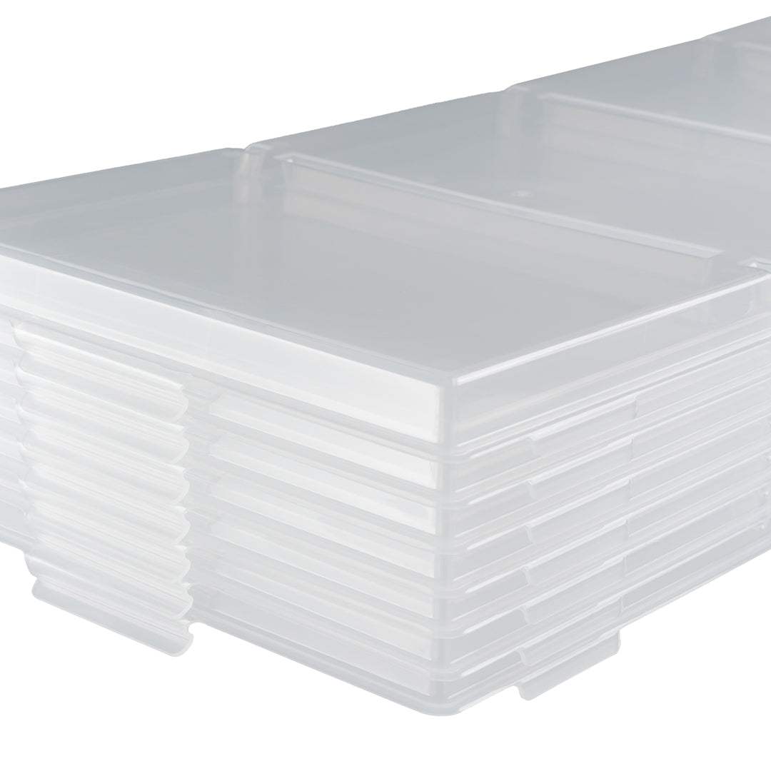 Set of 7 X-Large tray lids for freeze dryer trays, snap-on, 10.9x29.5 inches, ideal for covering and stacking food