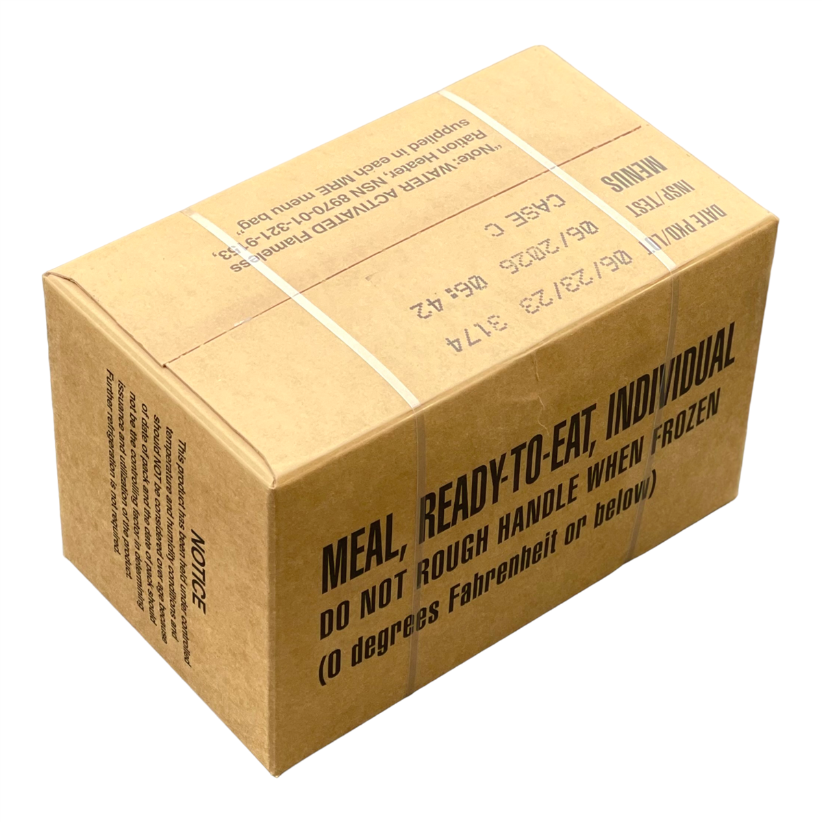 Case (12 Meals) of Menu C Military MRE's with Heaters