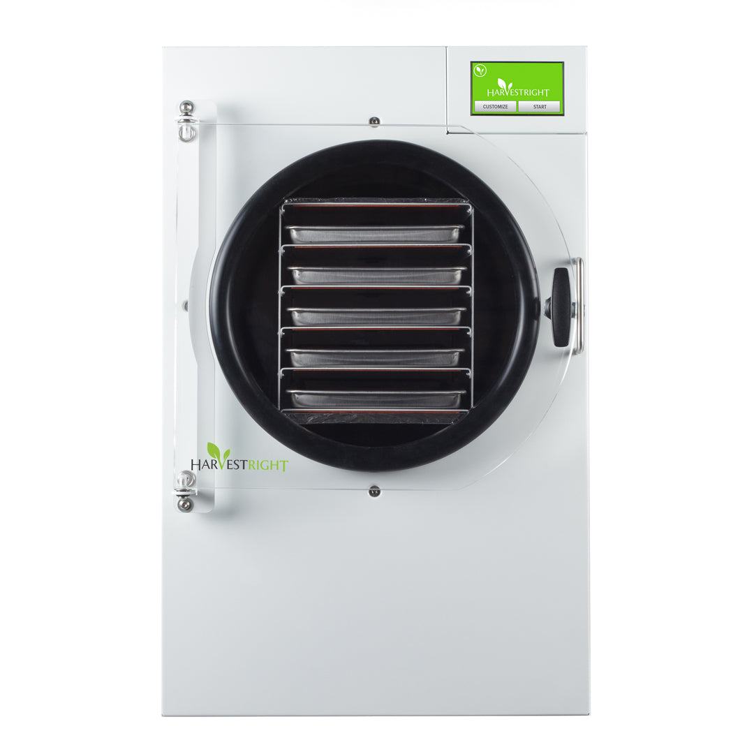 Medium satin white Home Freeze Dryer with trays and vacuum pump for residential food preservation