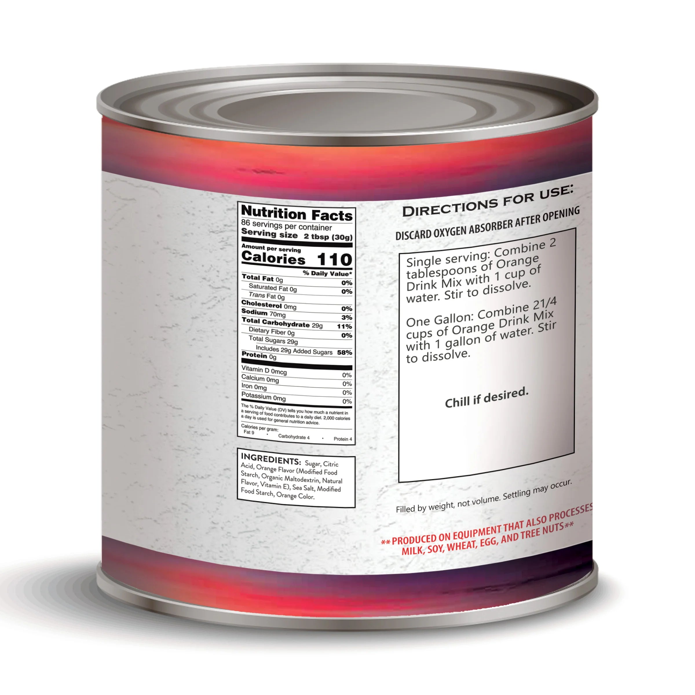 Freeze-Dried Orange Drink, #10 Can