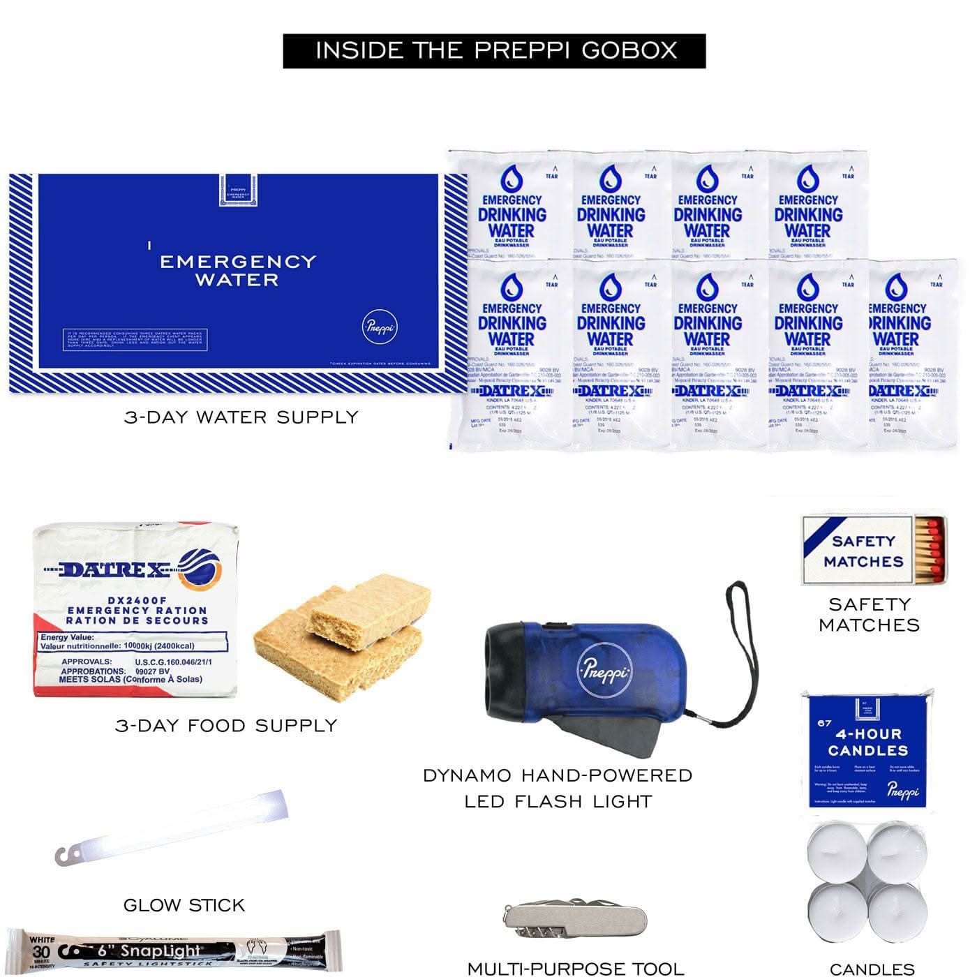 Preppi Emergency Kit Preppi | GoBox | 3-Day Kit Preppi GoBox | Compact Emergency Kit for 1-Person - Long Weekend Sale