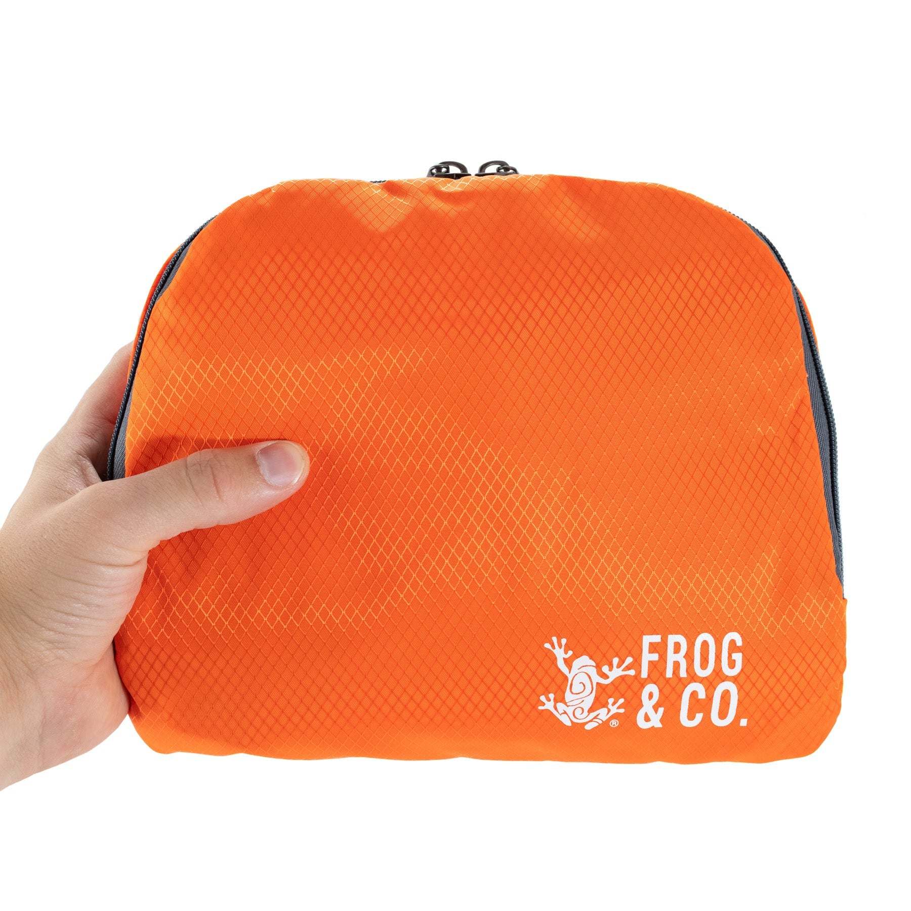 Compact foldable pocket backpack made of water-resistant nylon with heavy-duty zippers for outdoor use