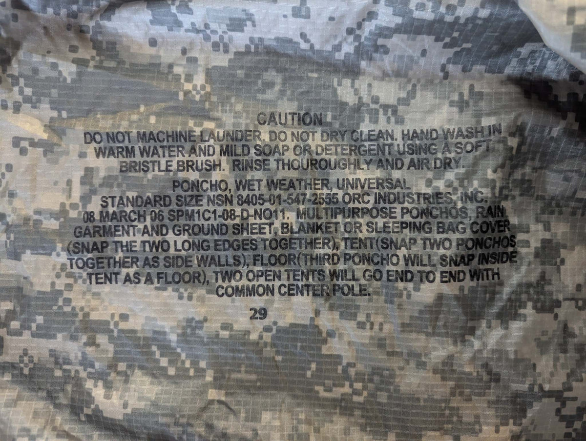 Wet Weather Poncho - ACU/UCP