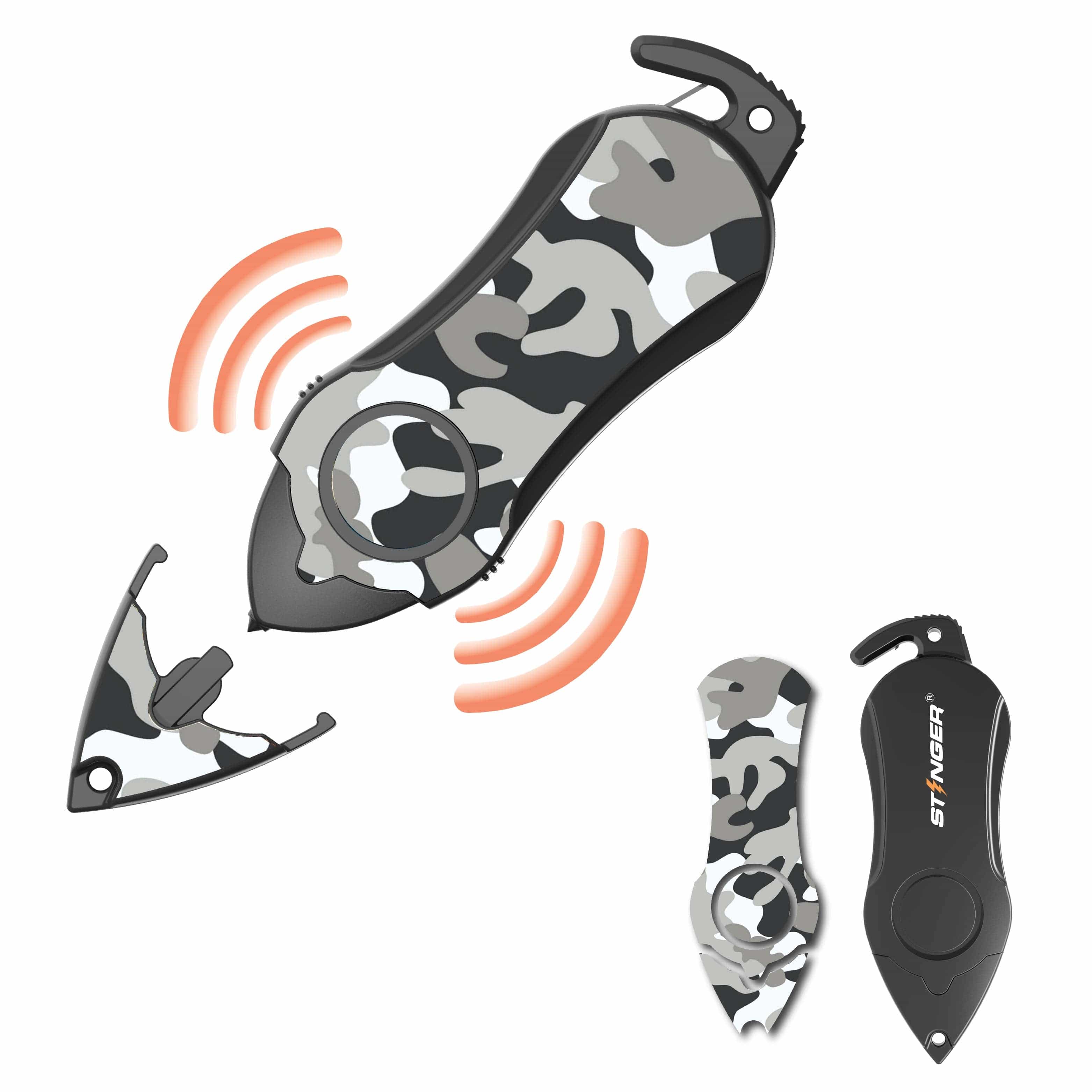Stinger Survival Tools Emergency Escape Tool Personal Alarm Keychain Safety Emergency Tool (Camouflage Black) Personal Alarm Keychain Safety Tool - Camo Black | Stinger