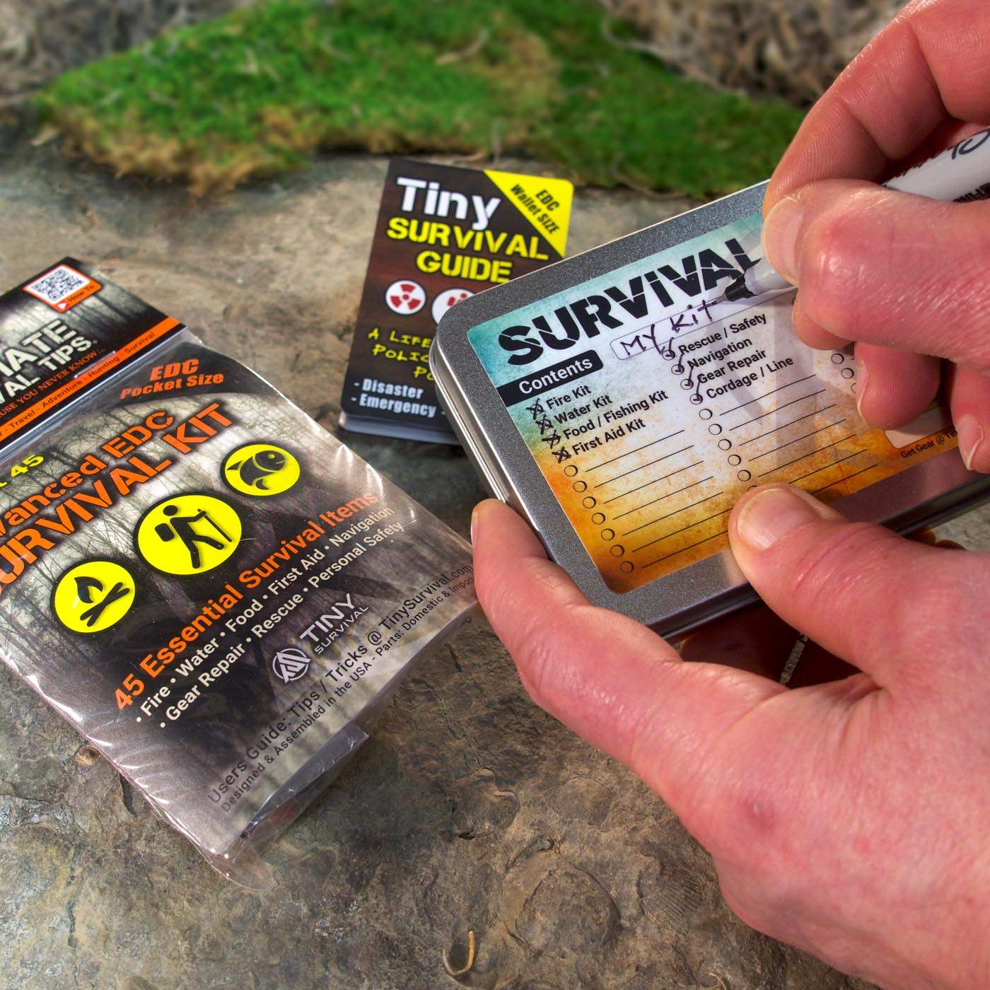 P-49 Elite Survival Kit 49-in-1 bundle with pocket-sized survival tin and essential emergency gear