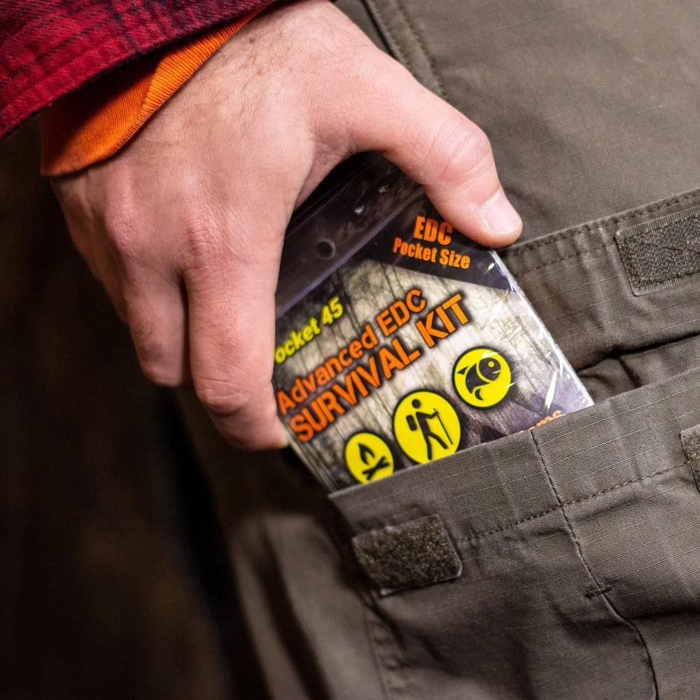 Compact Pocket 45 Survival Kit with 45 essential emergency tools in waterproof zip bag