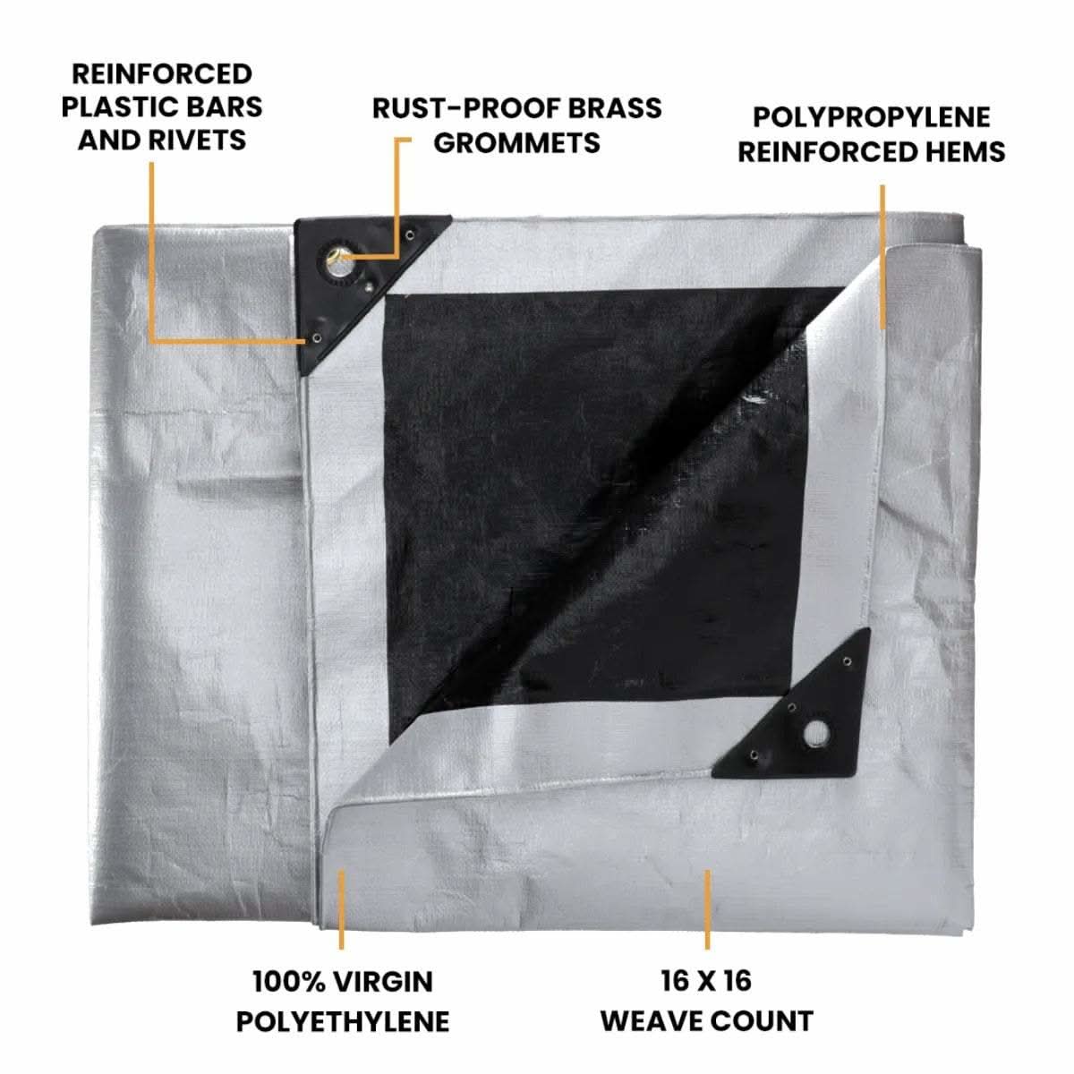 White Duck Outdoors Poly Tarp 16 mil. 10’ x 10’ Super Heavy Duty Poly Tarp 10’ x 10’ Super Heavy Duty Poly Tarp - Heavy-Duty, Mold Resistant & Durable