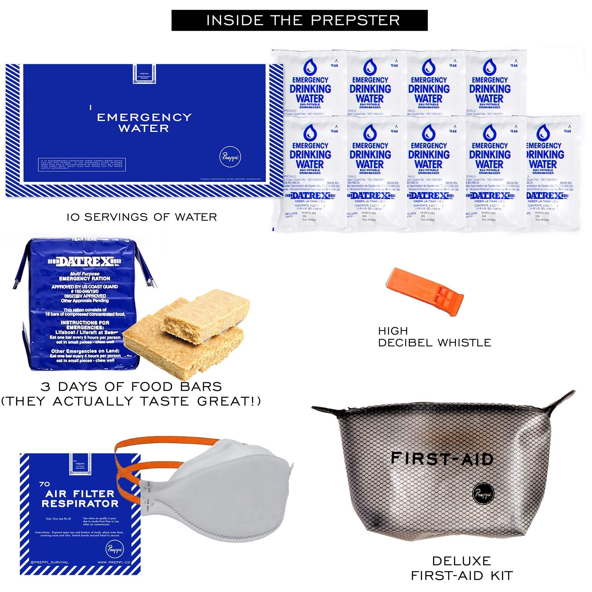 Preppi The Prepster Advanced fireproof backpack with 3-day emergency kit and survival gear