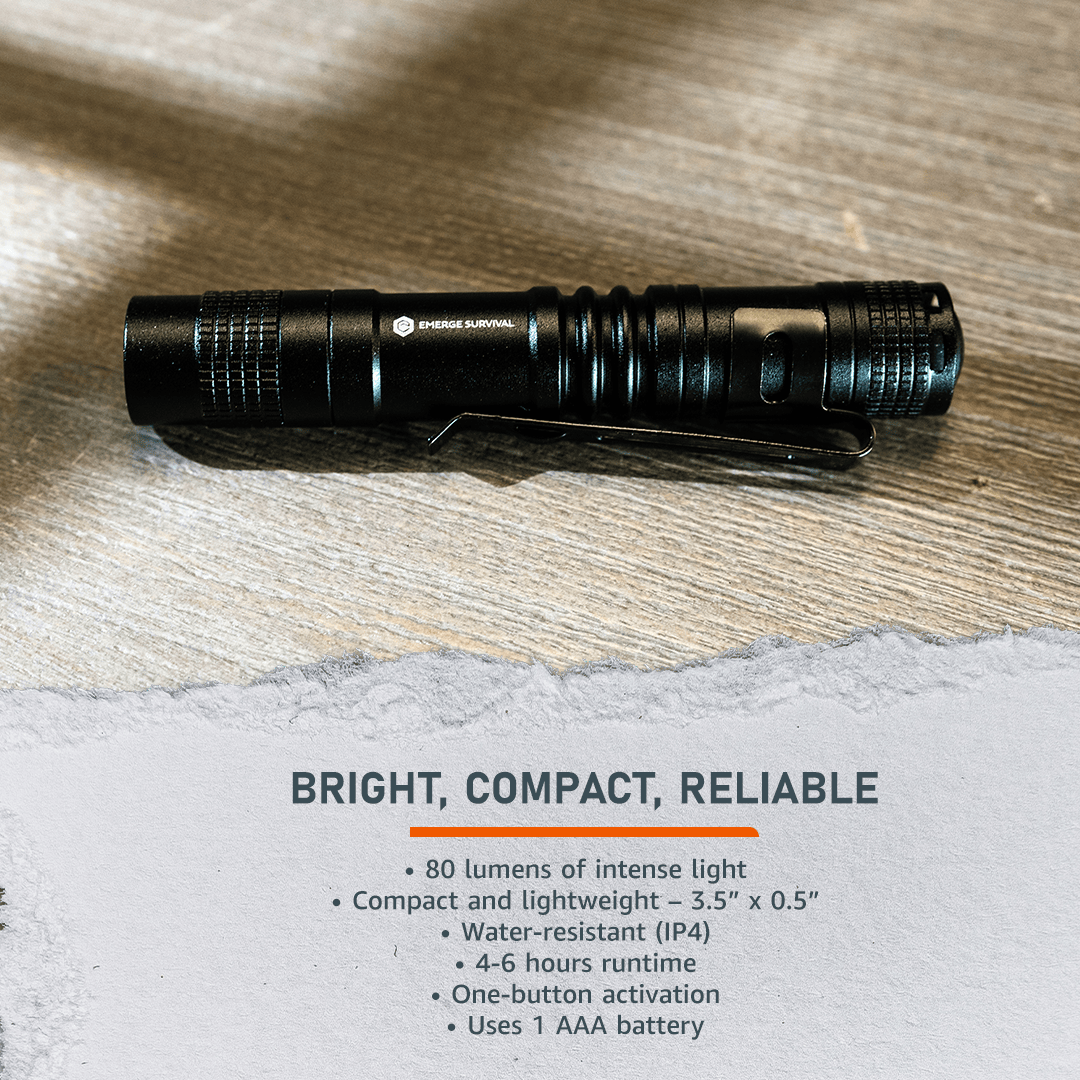 Emerge Survival EDC Mini Flashlight EDC Mini Flashlight - Compact Pocket-Sized Waterproof Light