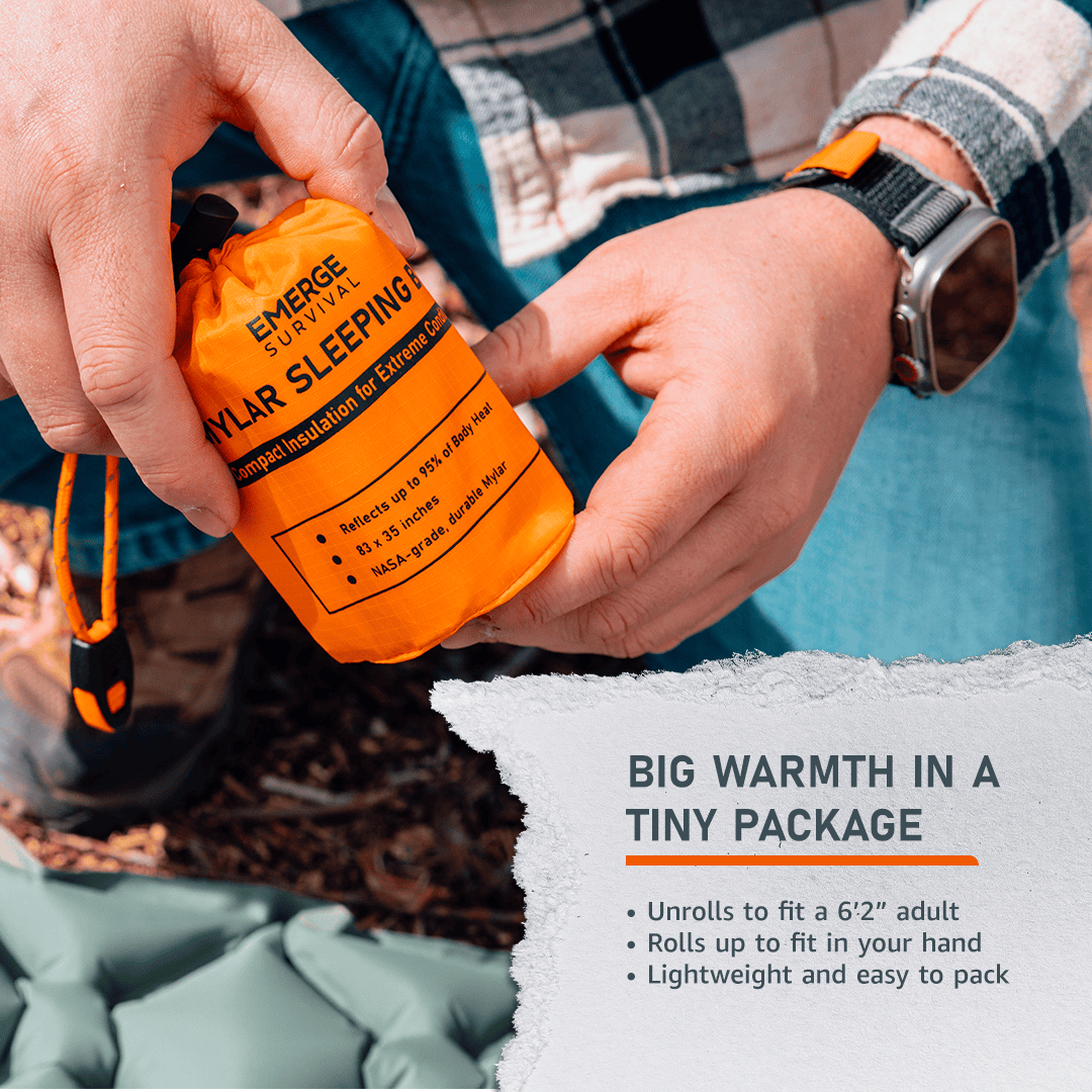 Emerge Survival Emergency Sleeping Bag Emergency Sleeping Bag - Lightweight & Waterproof Survival Essential