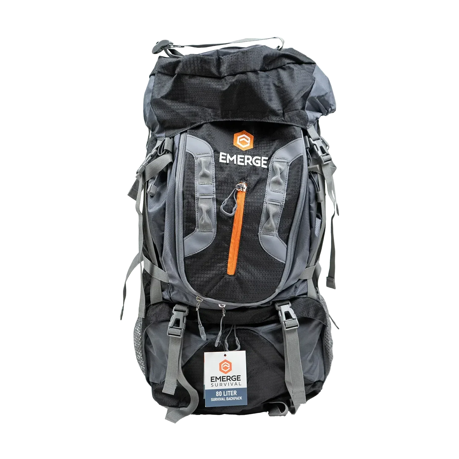 80L Survival Backpack The Ranger with ripstop fabric and aluminum frame for extreme comfort and durability