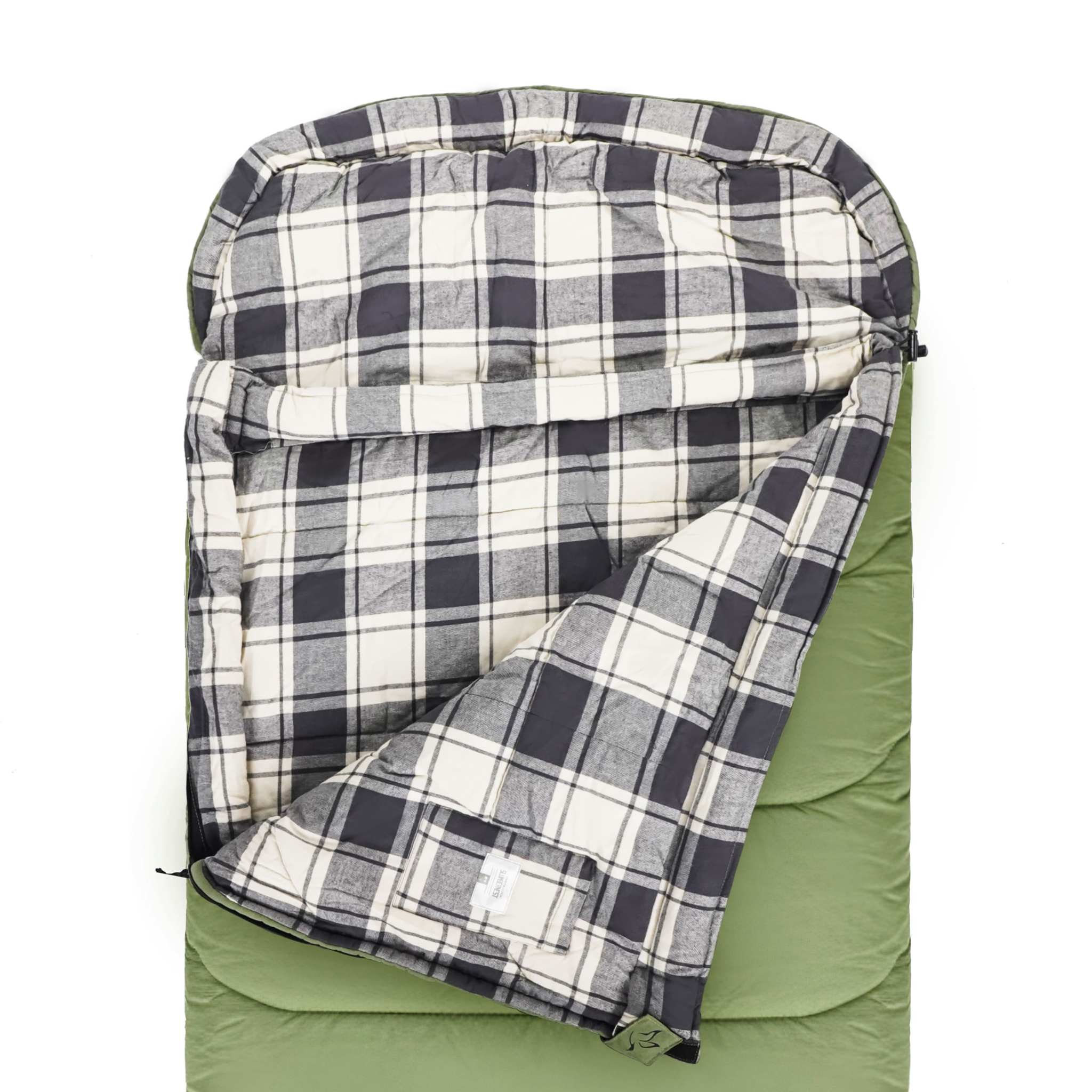 Slumbernest™ Sleeping bag with durable shell and soft flannel lining for outdoor camping
