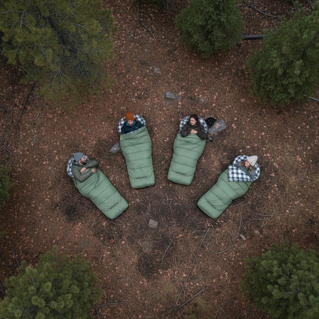 Slumbernest™ Sleeping bag with rip-resistant shell and soft flannel lining for outdoor camping