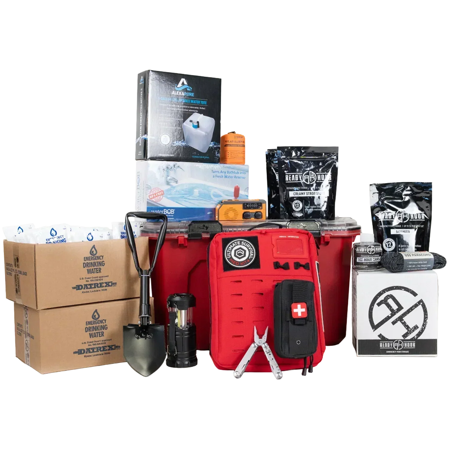 Emerge Survival Shelter In Place emergency preparedness kit with food, water, medical supplies, and lighting for 1-4 people