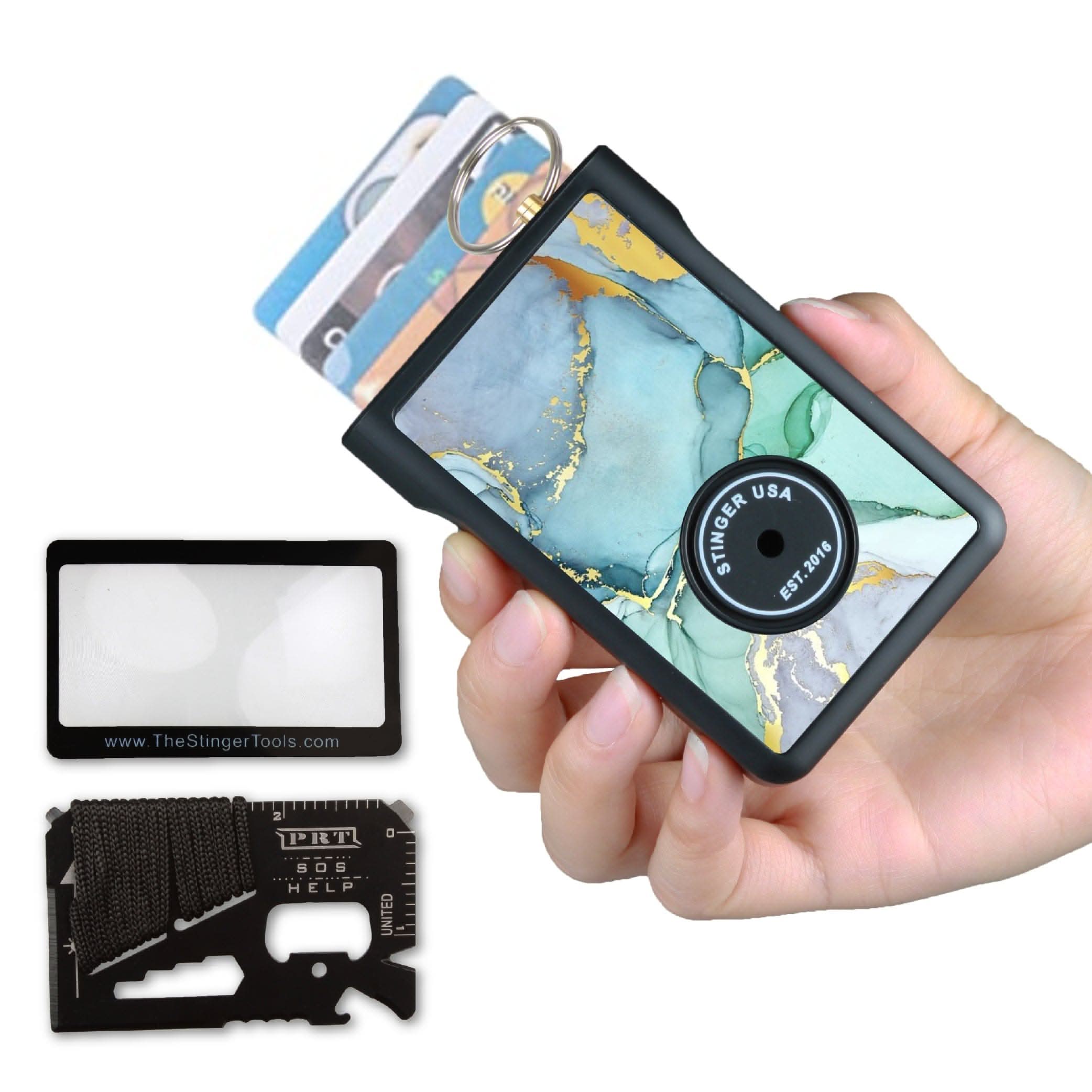 Stinger Survival Tools Emergency Escape Tool Safety Wallet With Personal Alarm Multi Functional Tool (Black Carbon Fiber) Safety Wallet w/ Personal Alarm - Carbon Fiber | Stinger