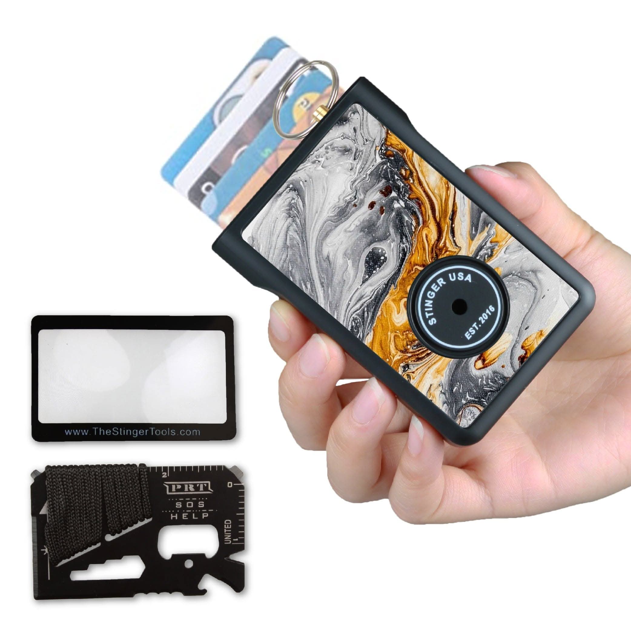Stinger Survival Tools Emergency Escape Tool Safety Wallet With Personal Alarm Multi Functional Tool (Black Carbon Fiber) Safety Wallet w/ Personal Alarm - Carbon Fiber | Stinger