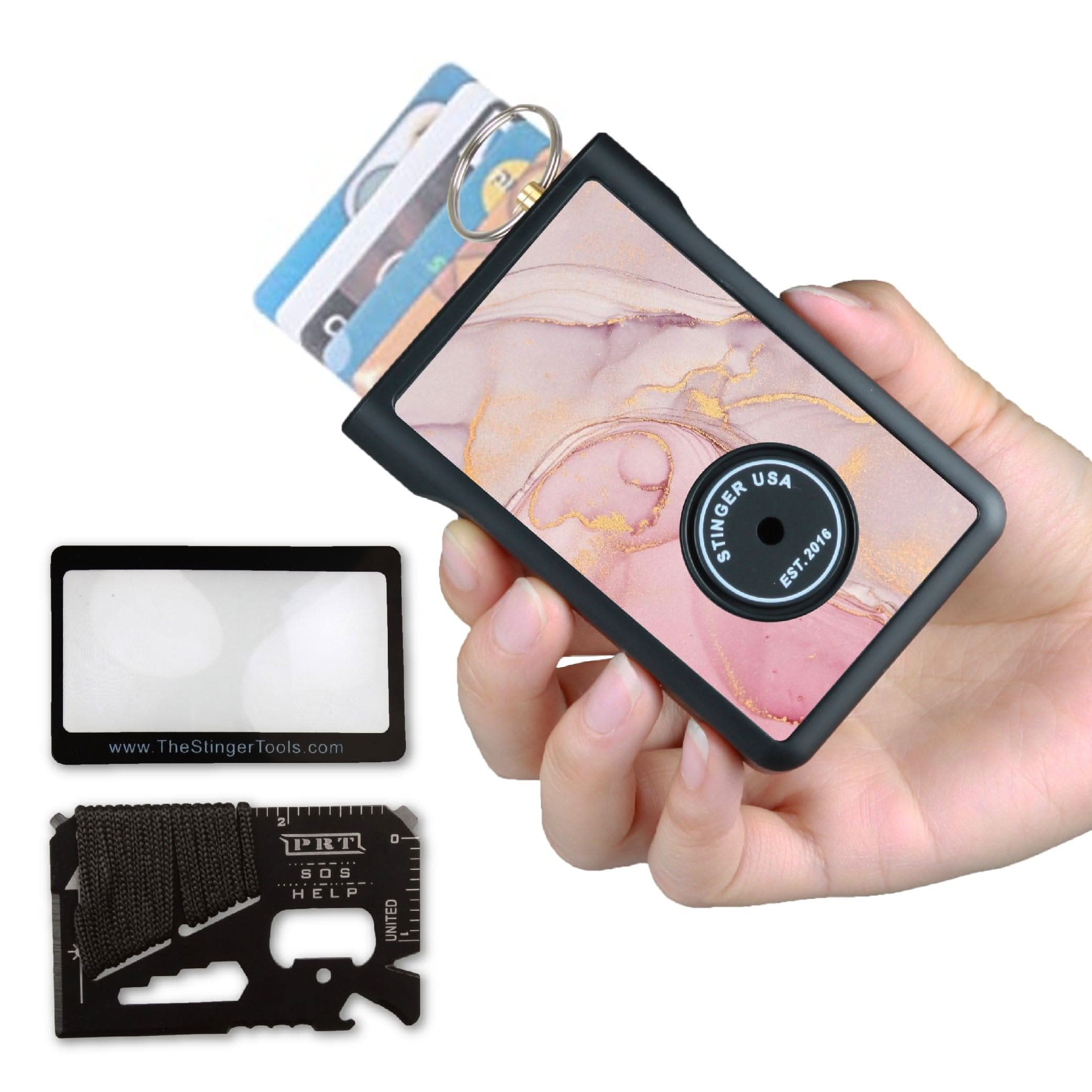 Stinger Survival Tools Emergency Escape Tool Safety Wallet With Personal Alarm Multi Functional Tool (Black Carbon Fiber) Safety Wallet w/ Personal Alarm - Carbon Fiber | Stinger