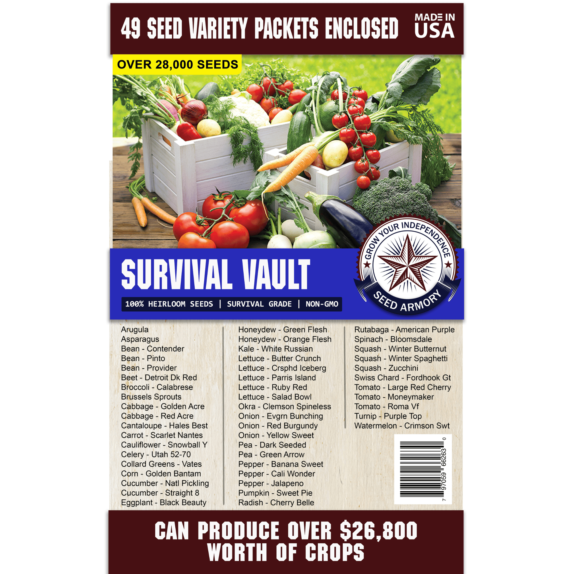Seed Armory Survival Vaults Survival Seed Vault Super Kit - 77 Varieties Survival Seed Vault Super Kit - 77 Varieties | Seed Armory