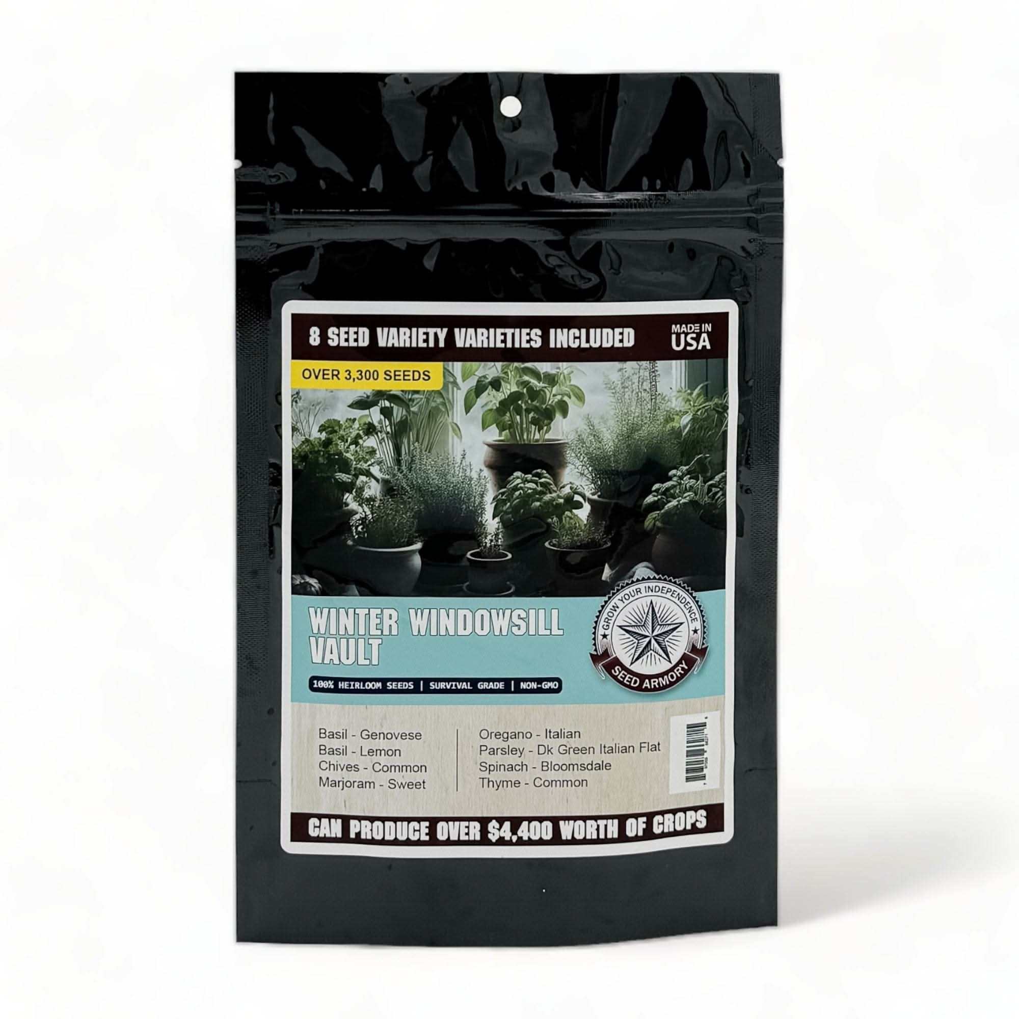 Winter Windowsill Vault heirloom herb seed packets for indoor windowsill gardening