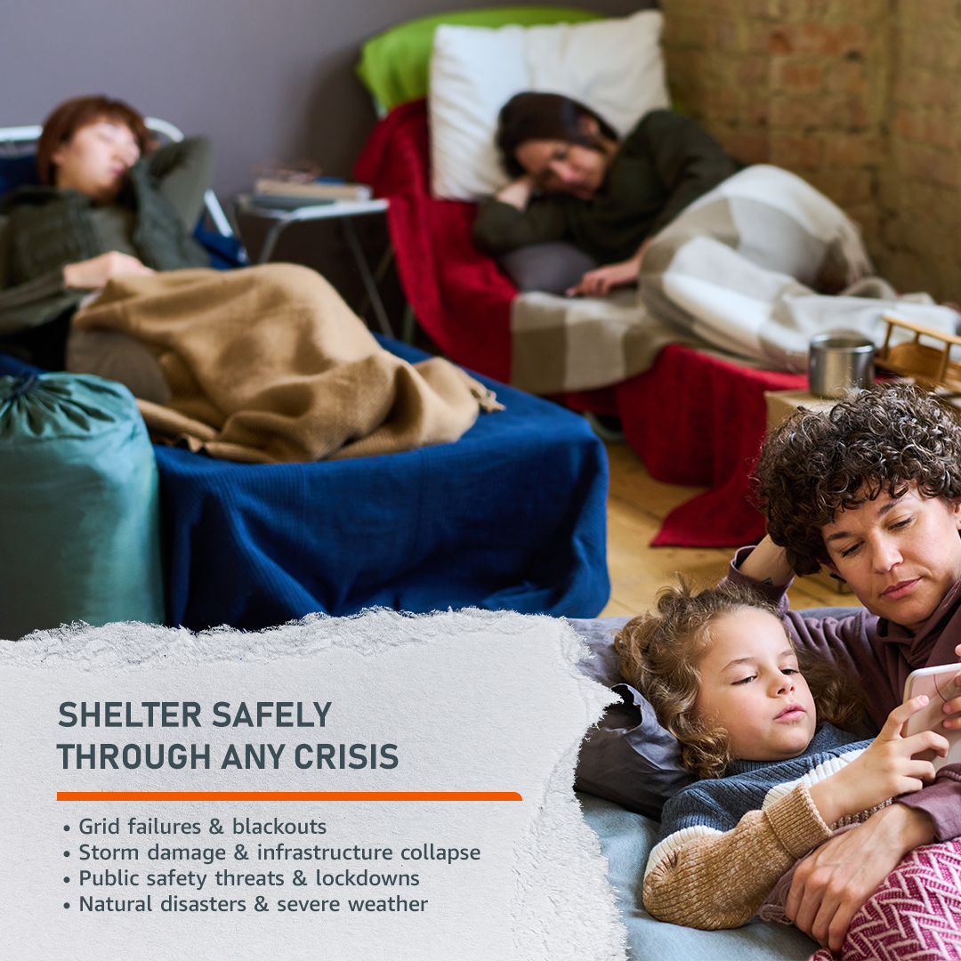 Emerge Survival Shelter In Place emergency preparedness kit with food, water, medical, and survival supplies