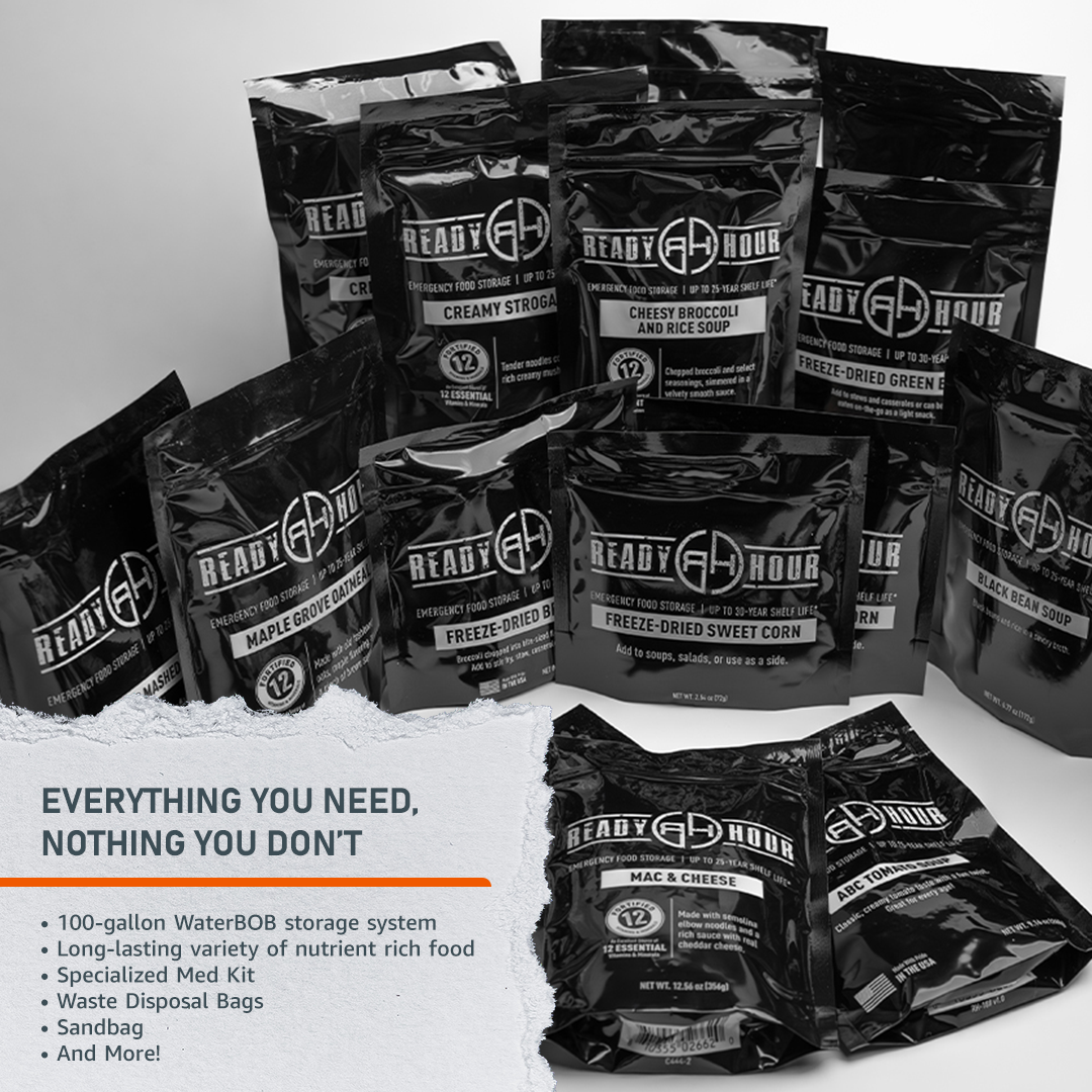 Emerge Survival Shelter In Place emergency kit with food, water, medical supplies, and essentials for disaster preparedness