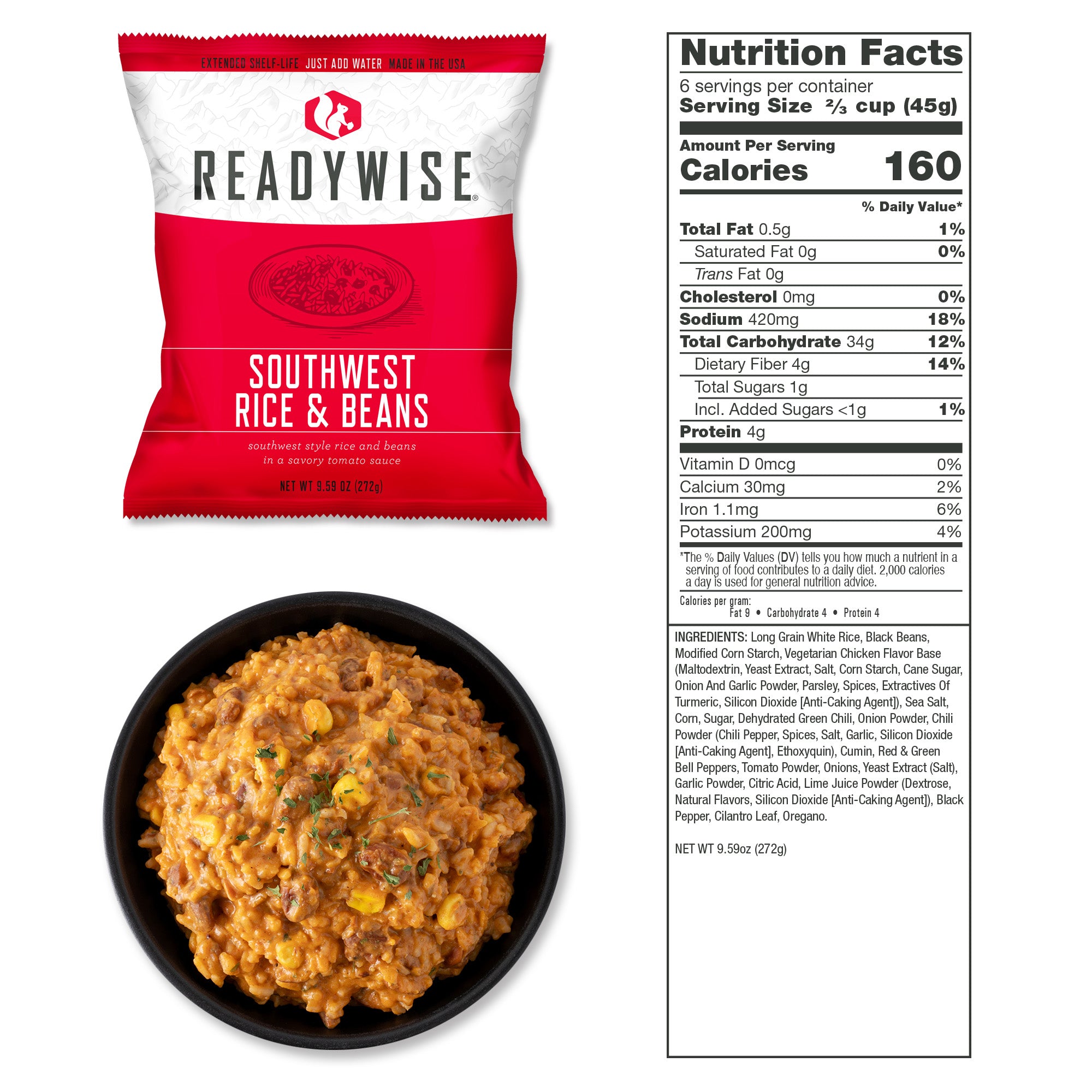 ReadyWise 60 Serving Entrée Only Grab and Go Food Kit