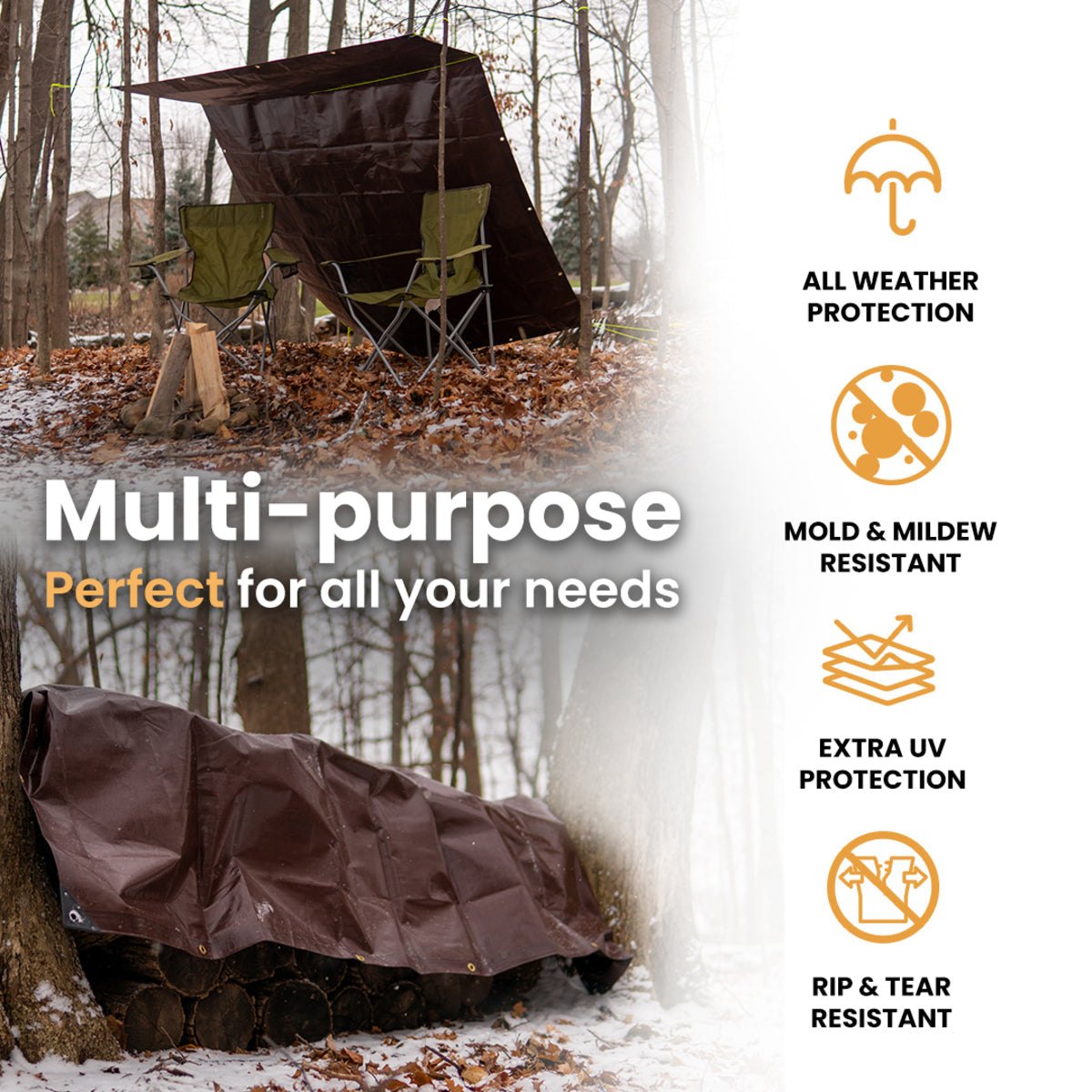 12’ x 12’ super heavy duty poly tarp extra-reinforced mold resistant and odorless
