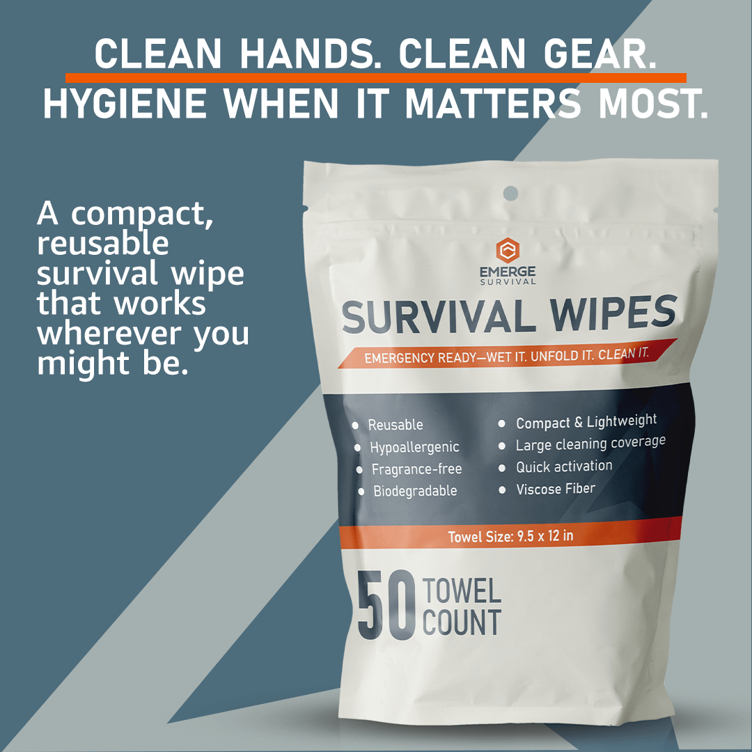 Emerge Survival Emerge Survival Wipes - 50ct Emerge Survival Wipes - 50ct Durable, Reusable Hygiene Wipes for Survival