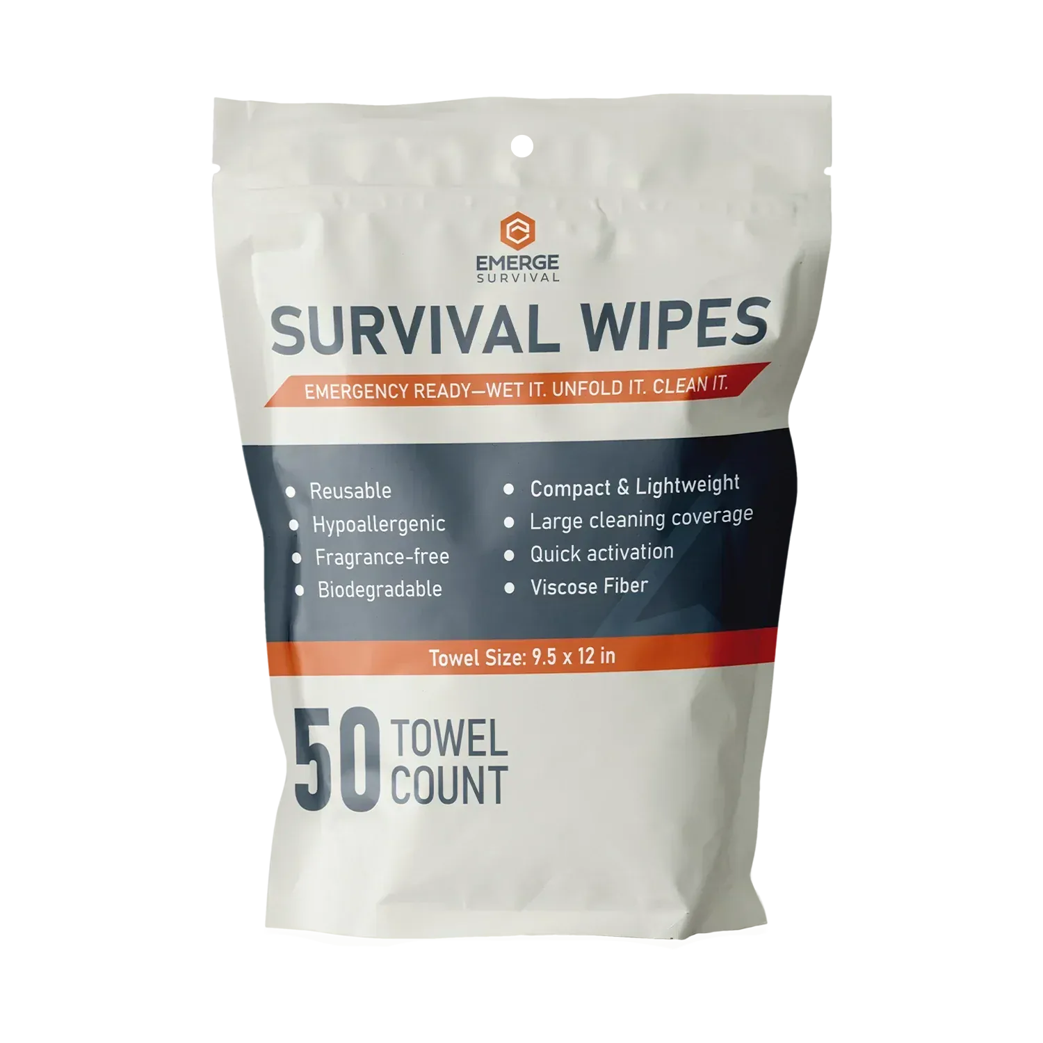 Emerge Survival Emerge Survival Wipes - 50ct Emerge Survival Wipes - 50ct Durable, Reusable Hygiene Wipes for Survival