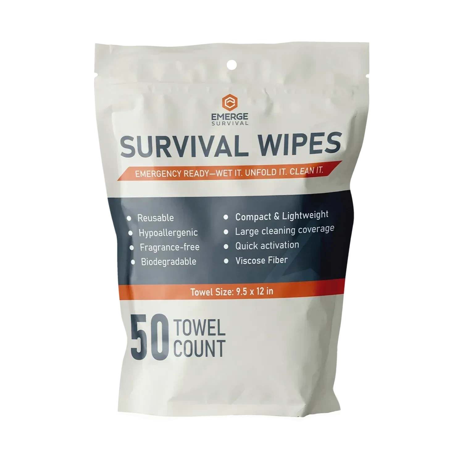 Emerge Survival Emerge Survival Wipes - 50ct Emerge Survival Wipes - 50ct Durable, Reusable Hygiene Wipes for Survival