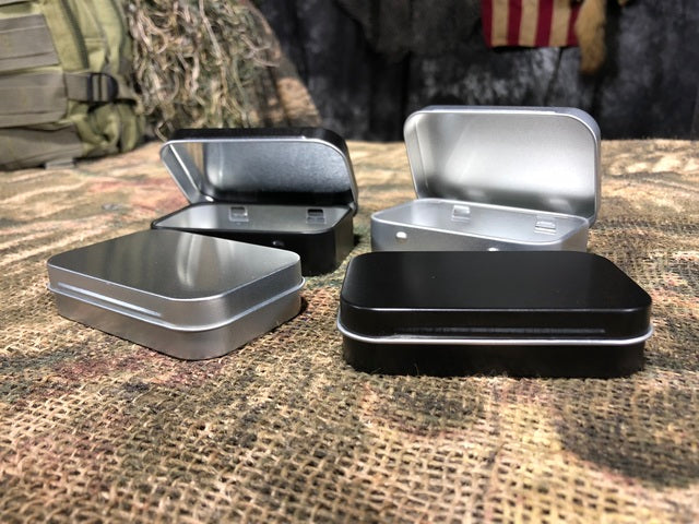 Tiny Survival Tin Kit: Rectangle - SMALL (7.4 c.i.)