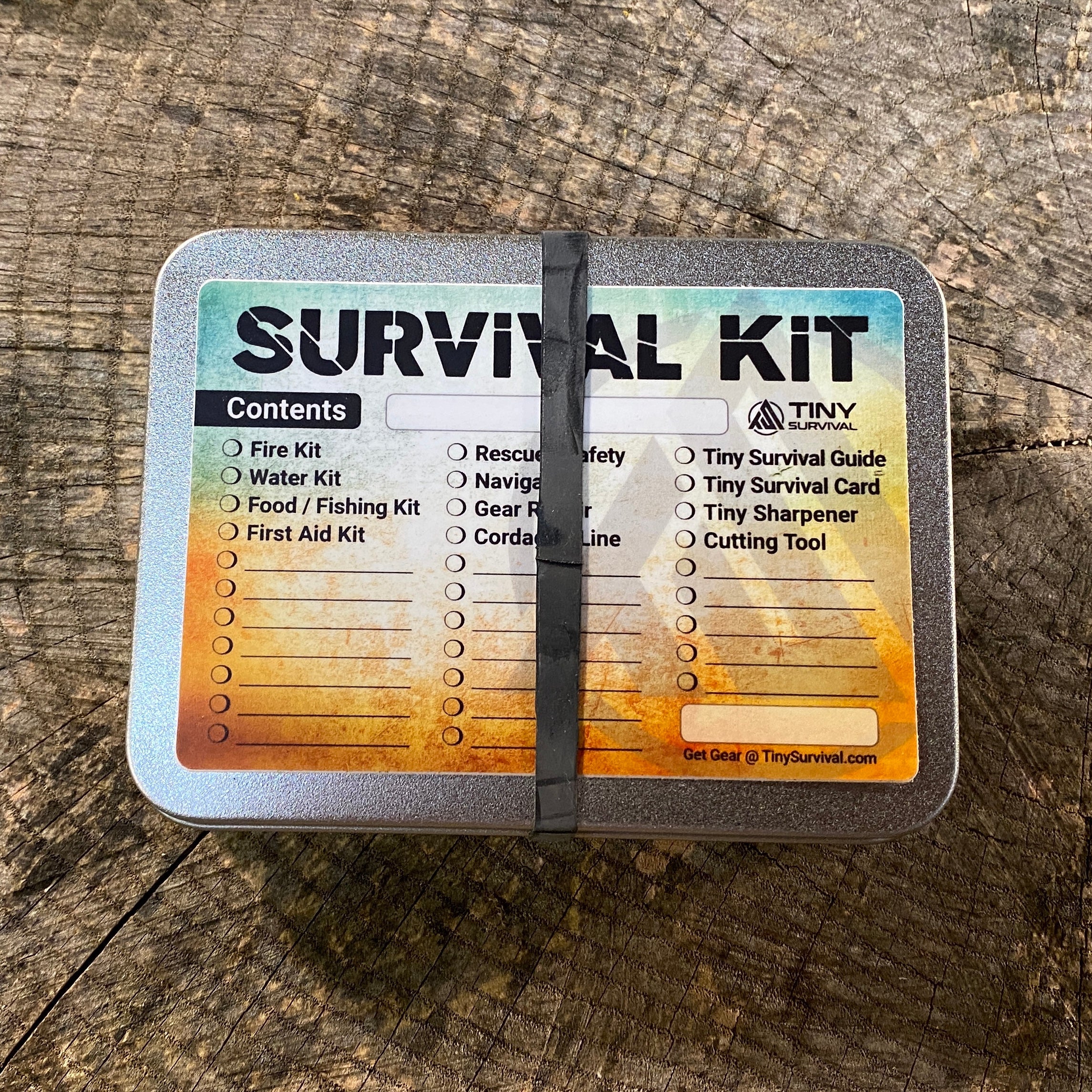 Tiny Survival Tin Kit: Rectangle - LARGE (13.3 c.i.)