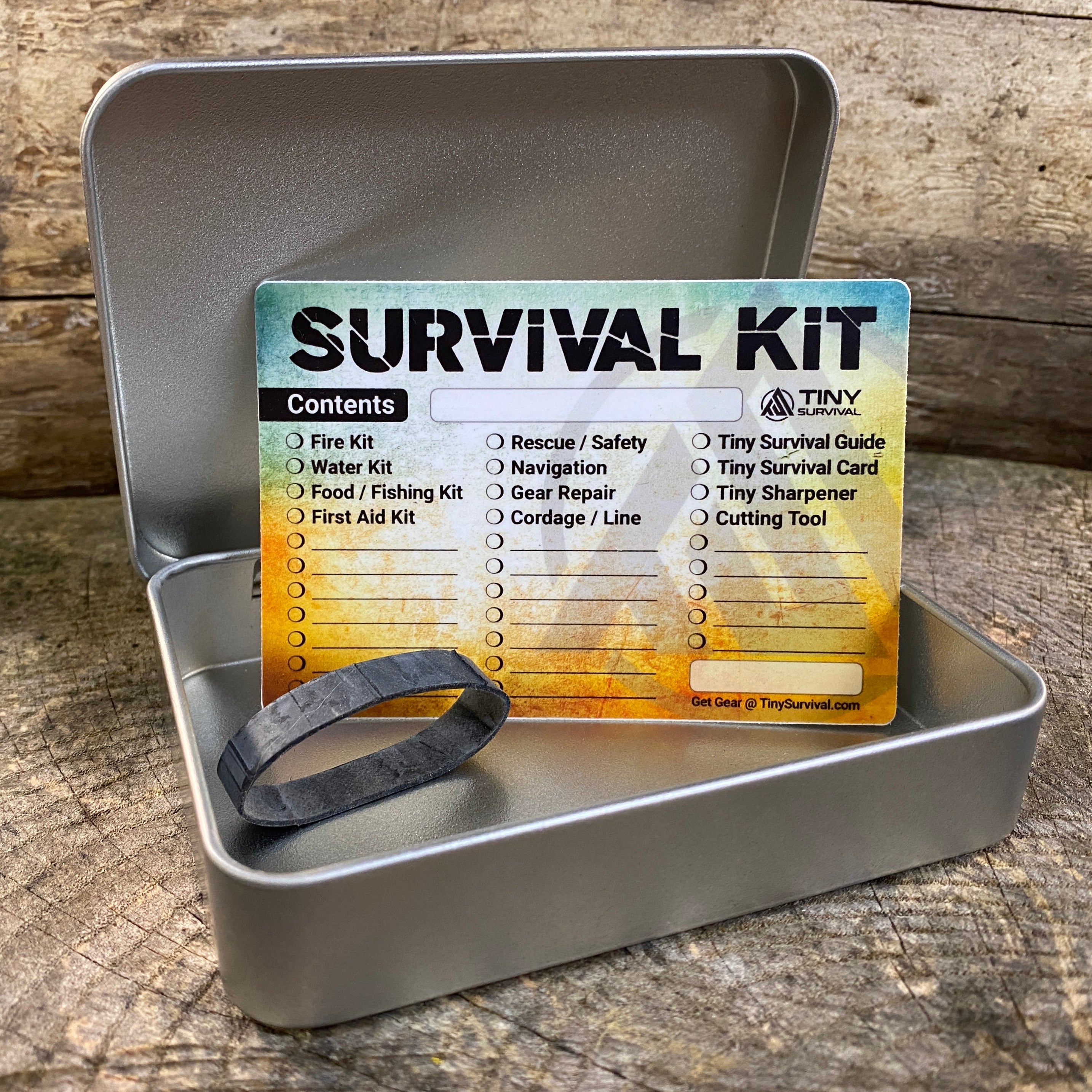 Tiny Survival Tin Kit: Rectangle - LARGE (13.3 c.i.)