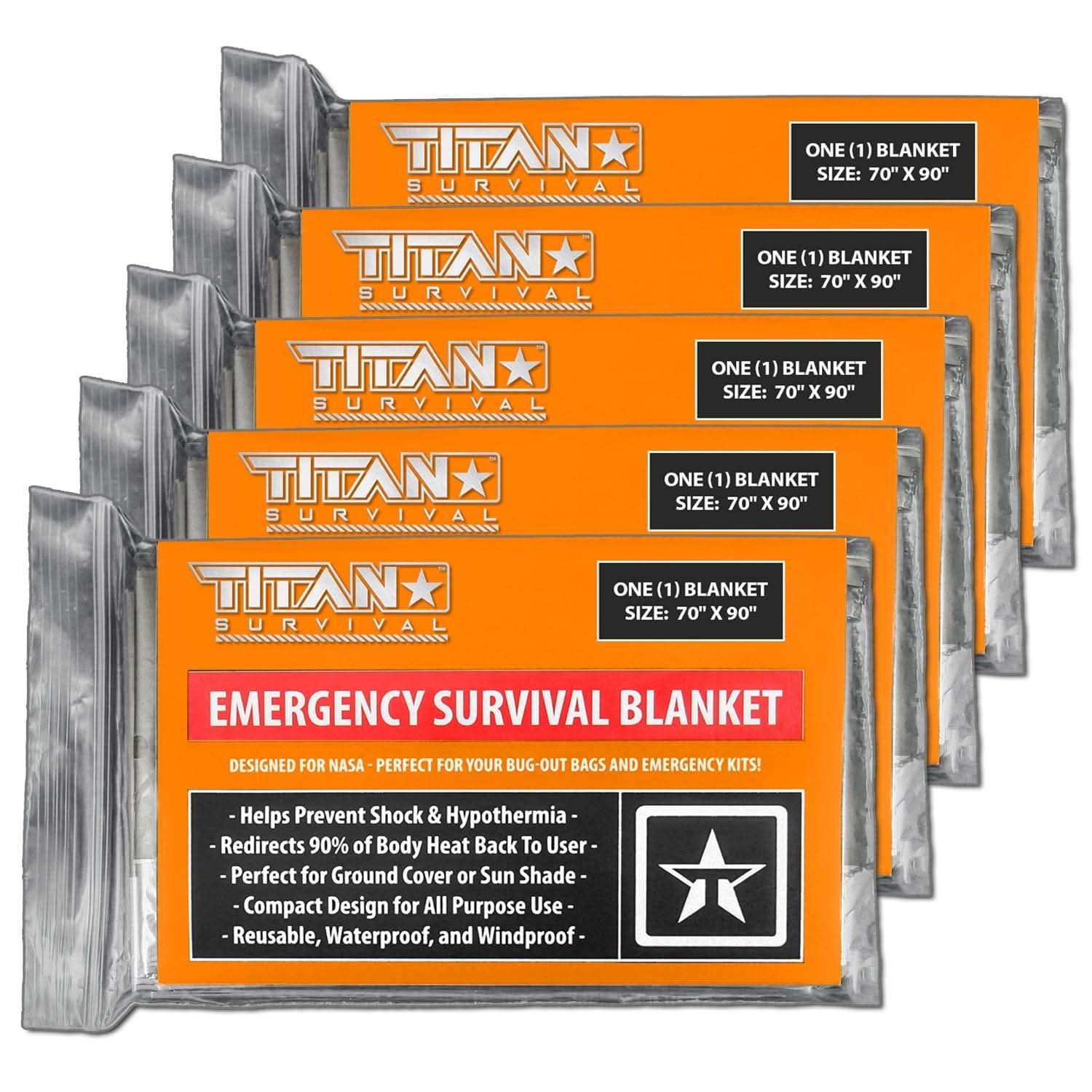 TITAN Survival Survival Blankets XL Emergency Survival Blankets, 5-Pack XL Emergency Survival Blankets, 5-Pack | TITAN Survival