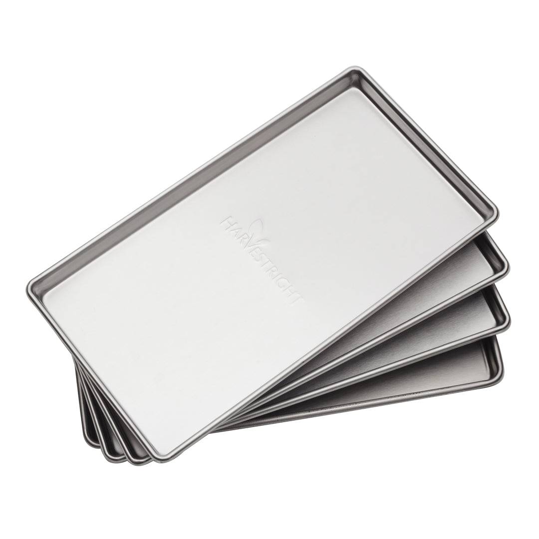 Set of 4 small stainless steel freeze dryer trays 7.75x14 inches