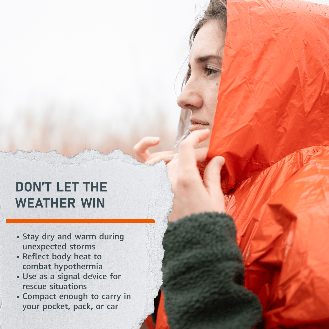 Emerge Survival Mylar Poncho Mylar Poncho - Lightweight, Heat-Reflective Survival Protection