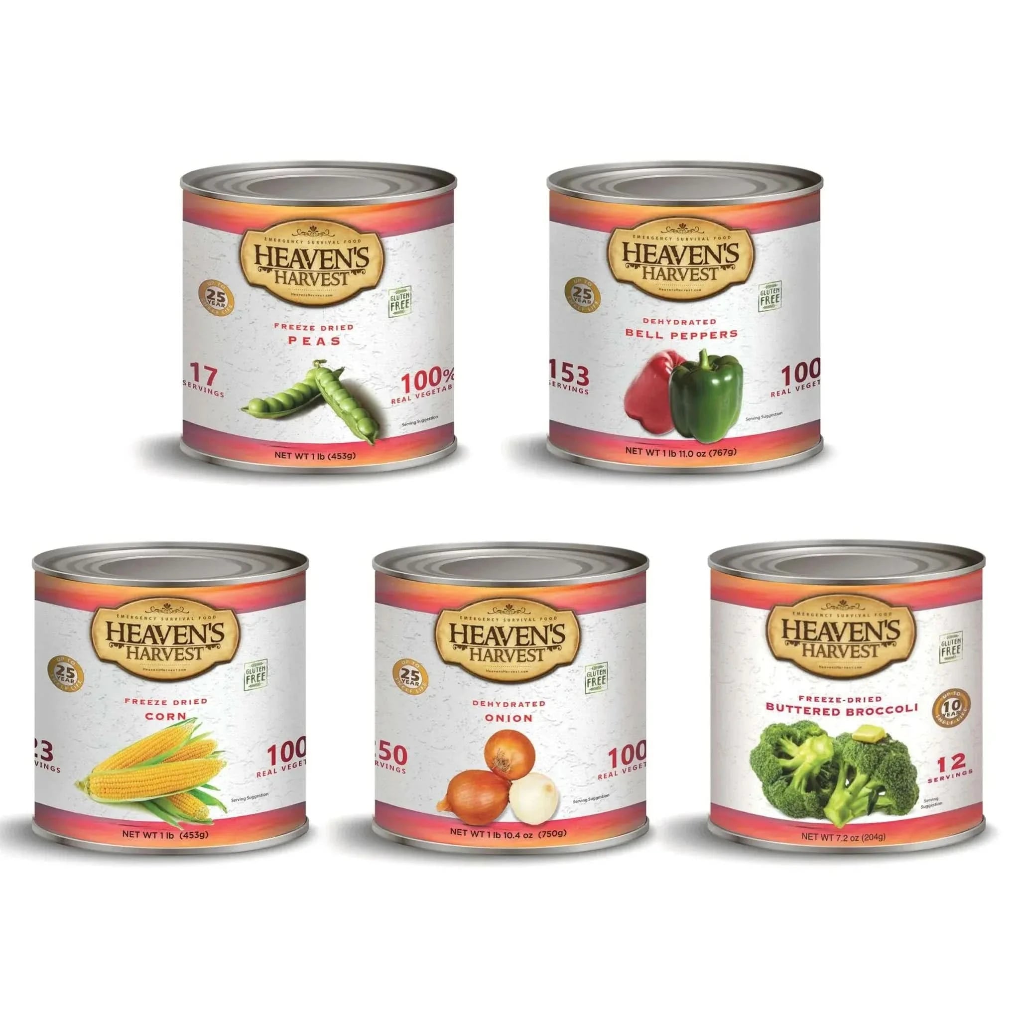 Heaven's Harvest Vegetable Bundle, #10 Cans Vegetable Bundle - 10 Cans with 25-Year Shelf Life for Emergency Prep