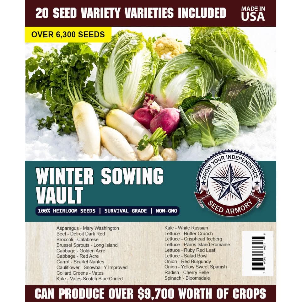 Seed Armory Survival Vaults Winter Sowing Vault - 20 Non-GMO Heirloom Seed Varieties Winter Sowing Vault - 20 Heirloom Varieties | Seed Armory