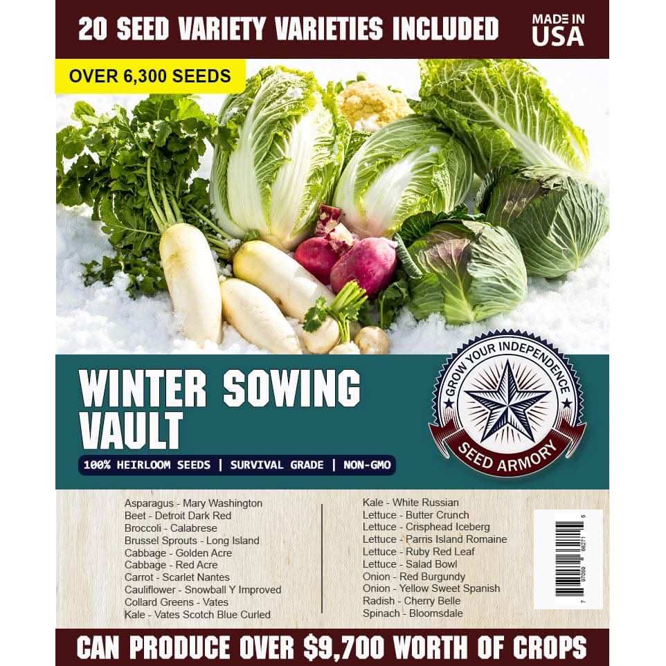 Seed Armory Survival Vaults Winter Sowing Vault - 20 Non-GMO Heirloom Seed Varieties Winter Sowing Vault - 20 Heirloom Varieties | Seed Armory