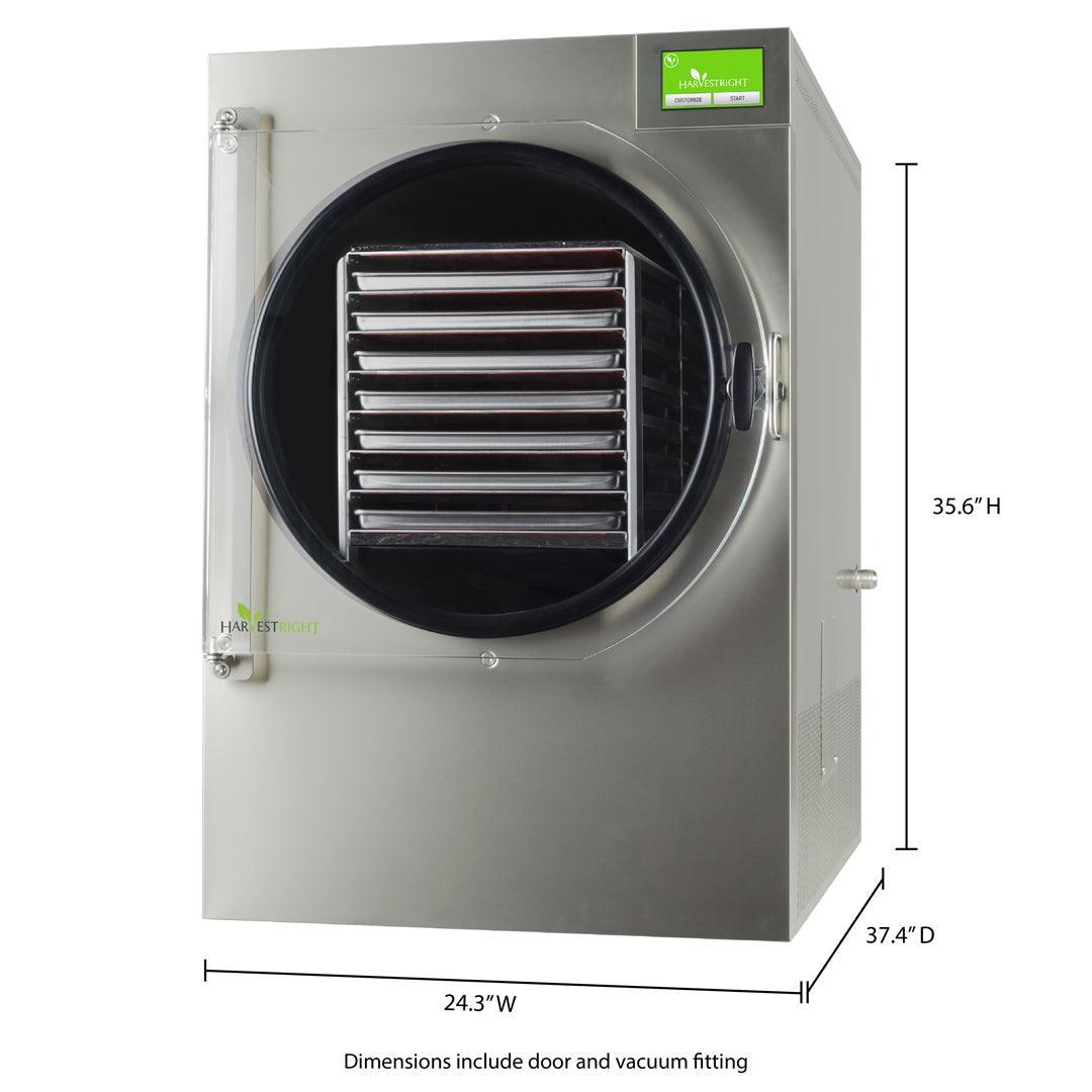 X-Large stainless steel home freeze dryer with industrial vacuum pump and large tray capacity for high-volume food preservation