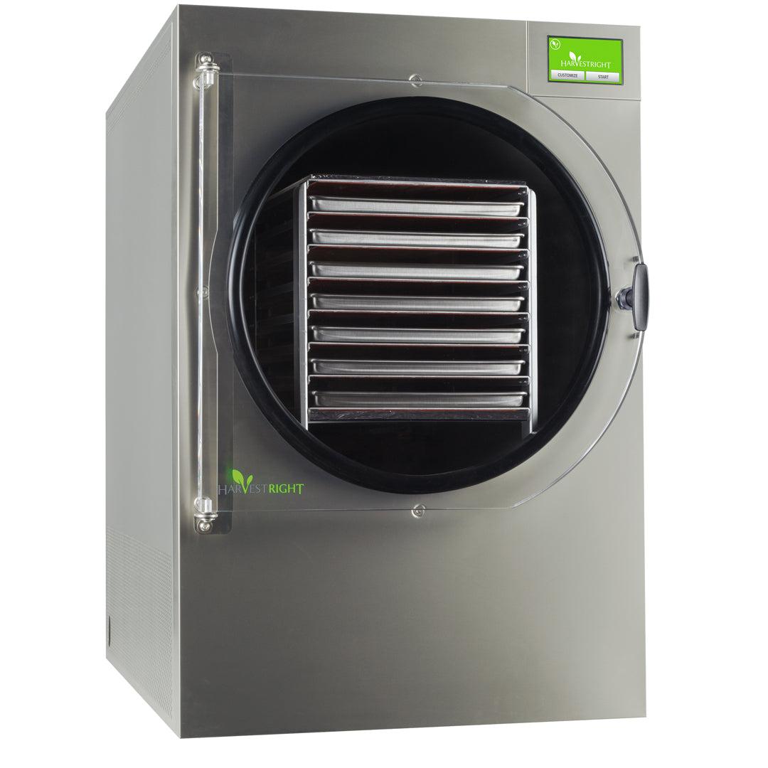 X-Large stainless steel home freeze dryer for high-volume food preservation with industrial pump and large tray capacity