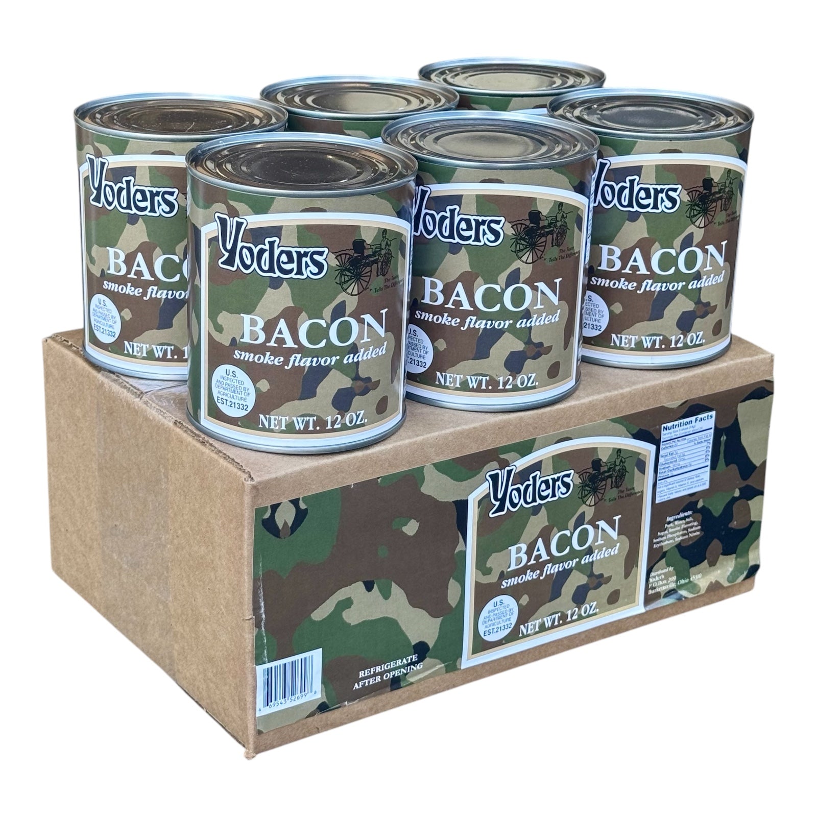 Yoder’s Canned Bacon | 12 oz can | Real USA Bacon | Fully Cooked | Shelf Stable Survival Food | 10+ Year Shelf Life | Ready to Eat | Ideal for Prepping, Storage & Camping