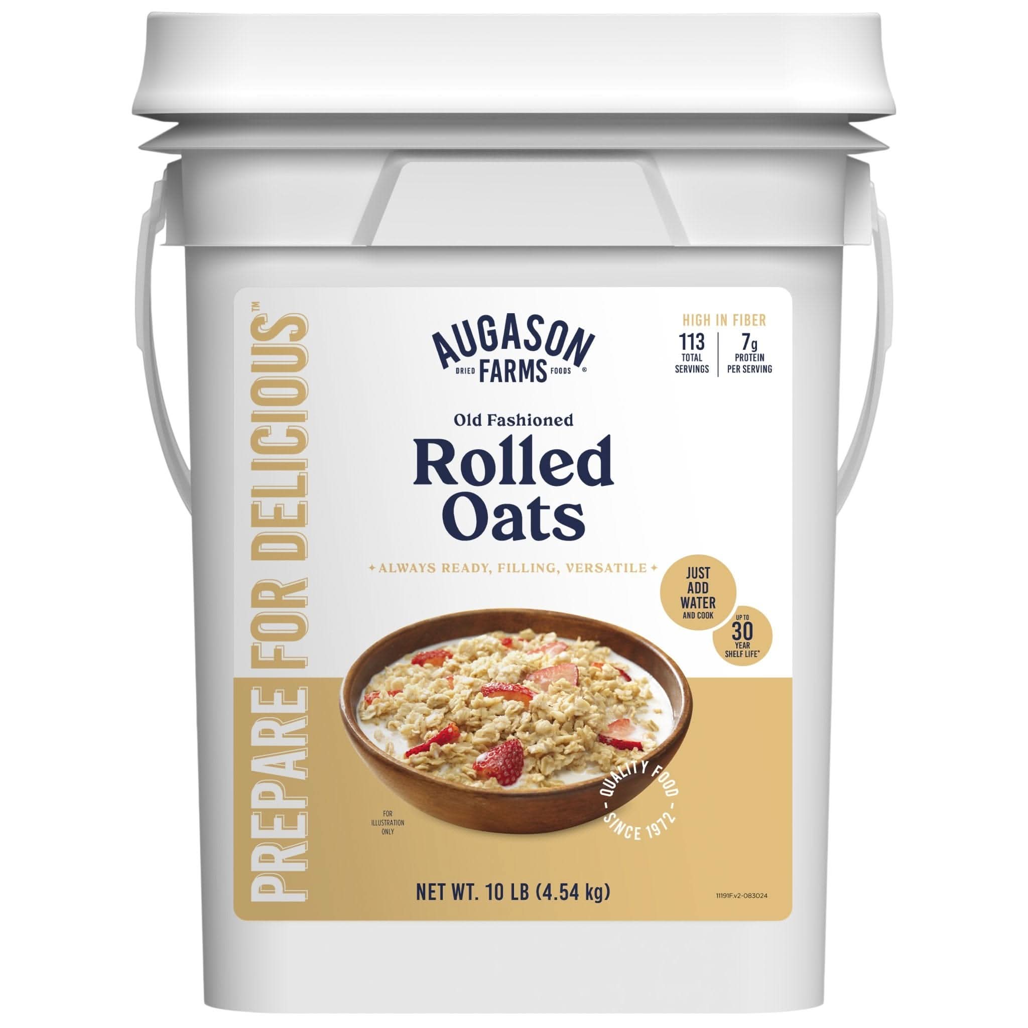 Augason Farms Old Fashioned Rolled Oats 4 Gallon Pail, 113 Servings Old Fashioned Rolled Oats 4-Gallon Pail - 113 Servings