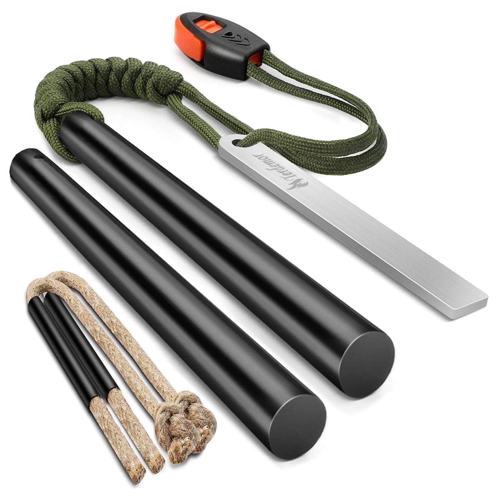 SHTF Prepper Club Fire Starter Ferro Rod Fire Starter Kit with Tinder & Paracord Ferro Rod Fire Starter Kit - Ultimate Survival Tool for Camping & Emergency