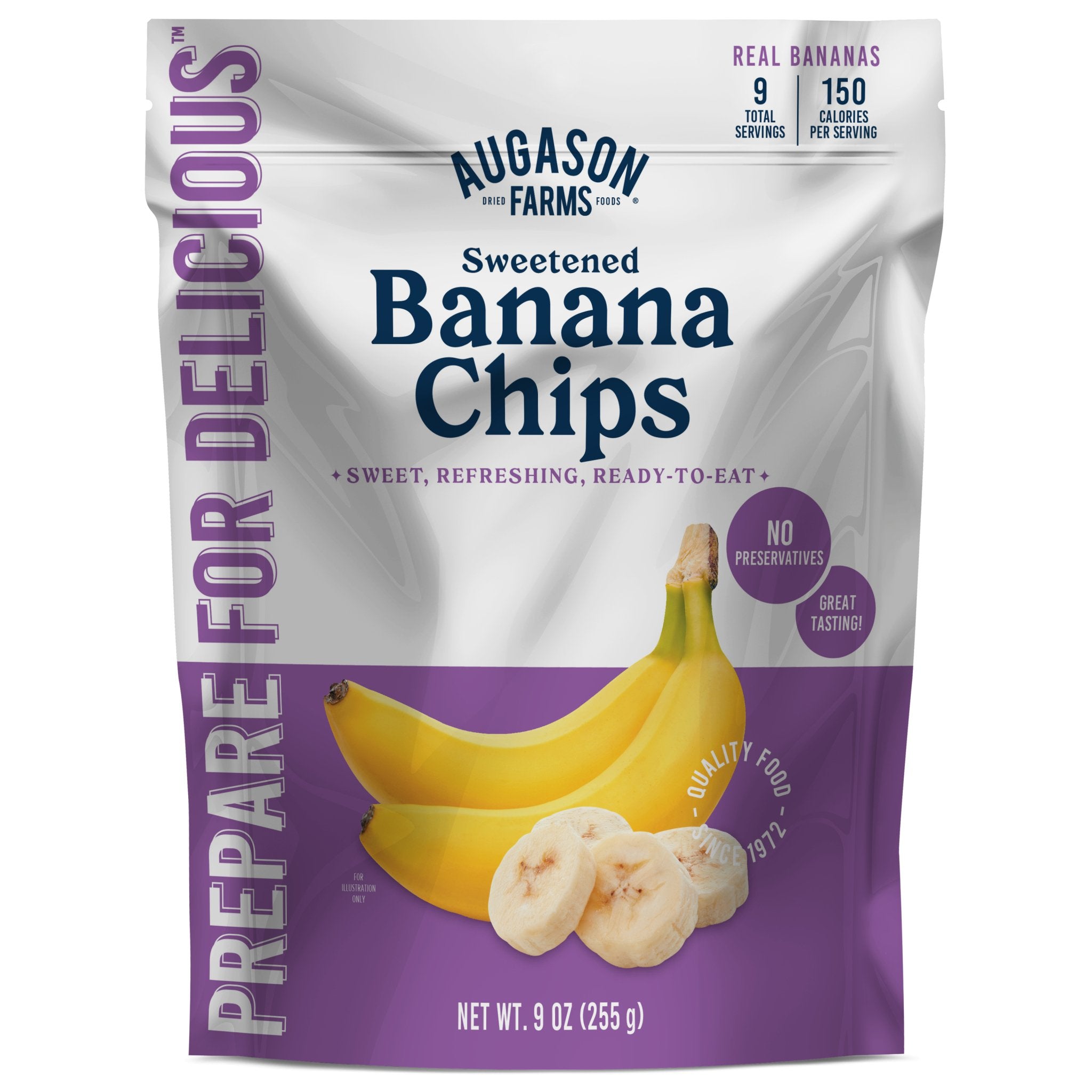 Sweetened Banana Chips Pouch, 9 Servings