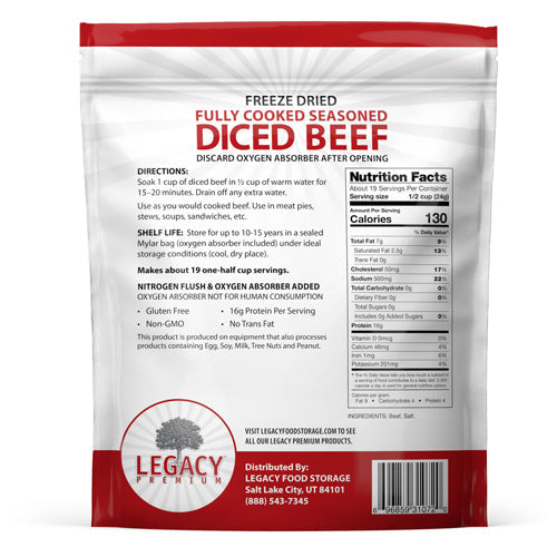 100% USDA Freeze Dried Beef Dices